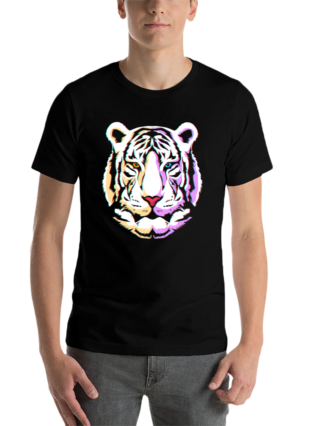 Black Cool Tiger Graphic Black T-Shirt view 7