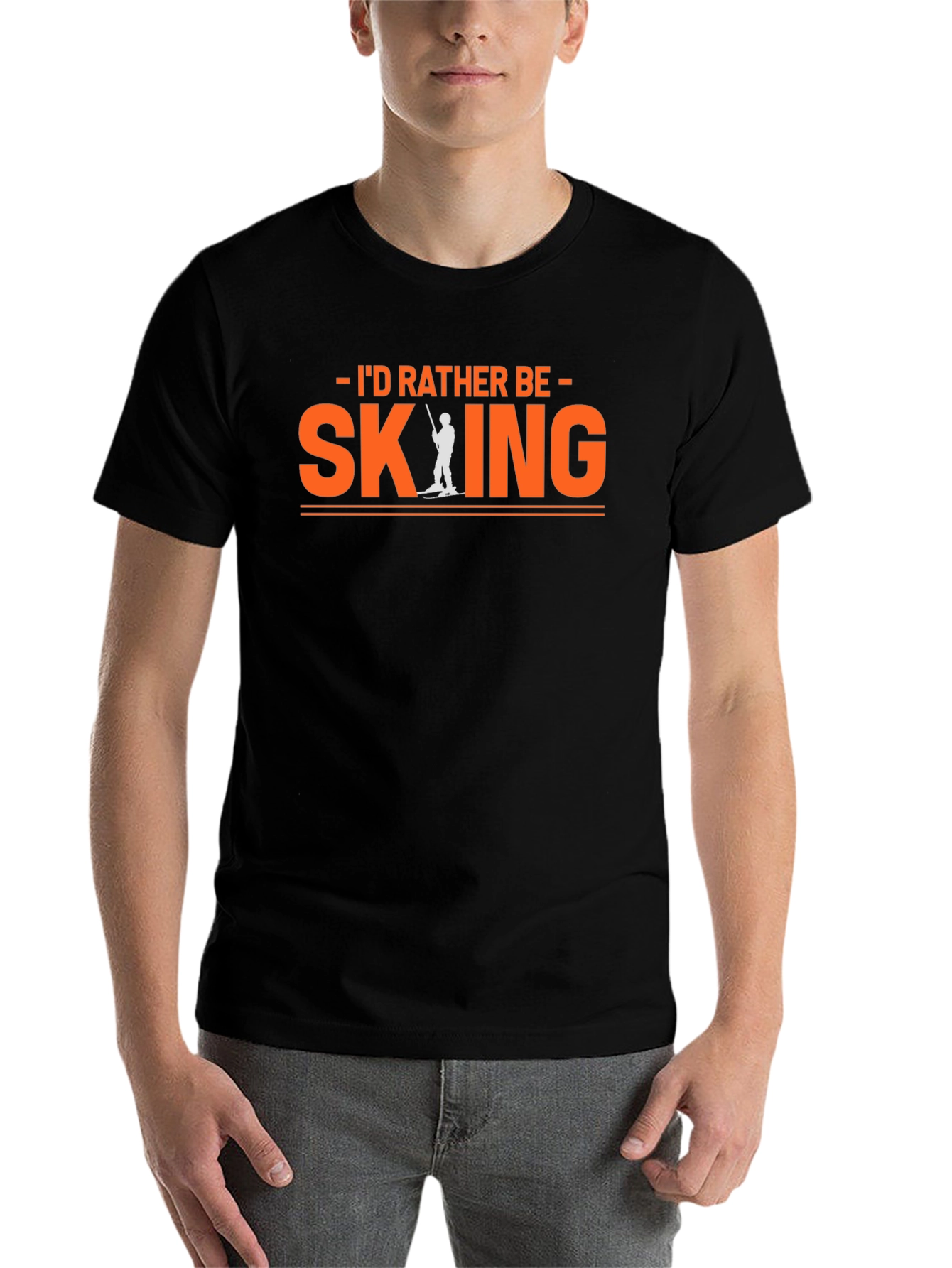 Black I'd Rather Be Skiing T-Shirt view 7