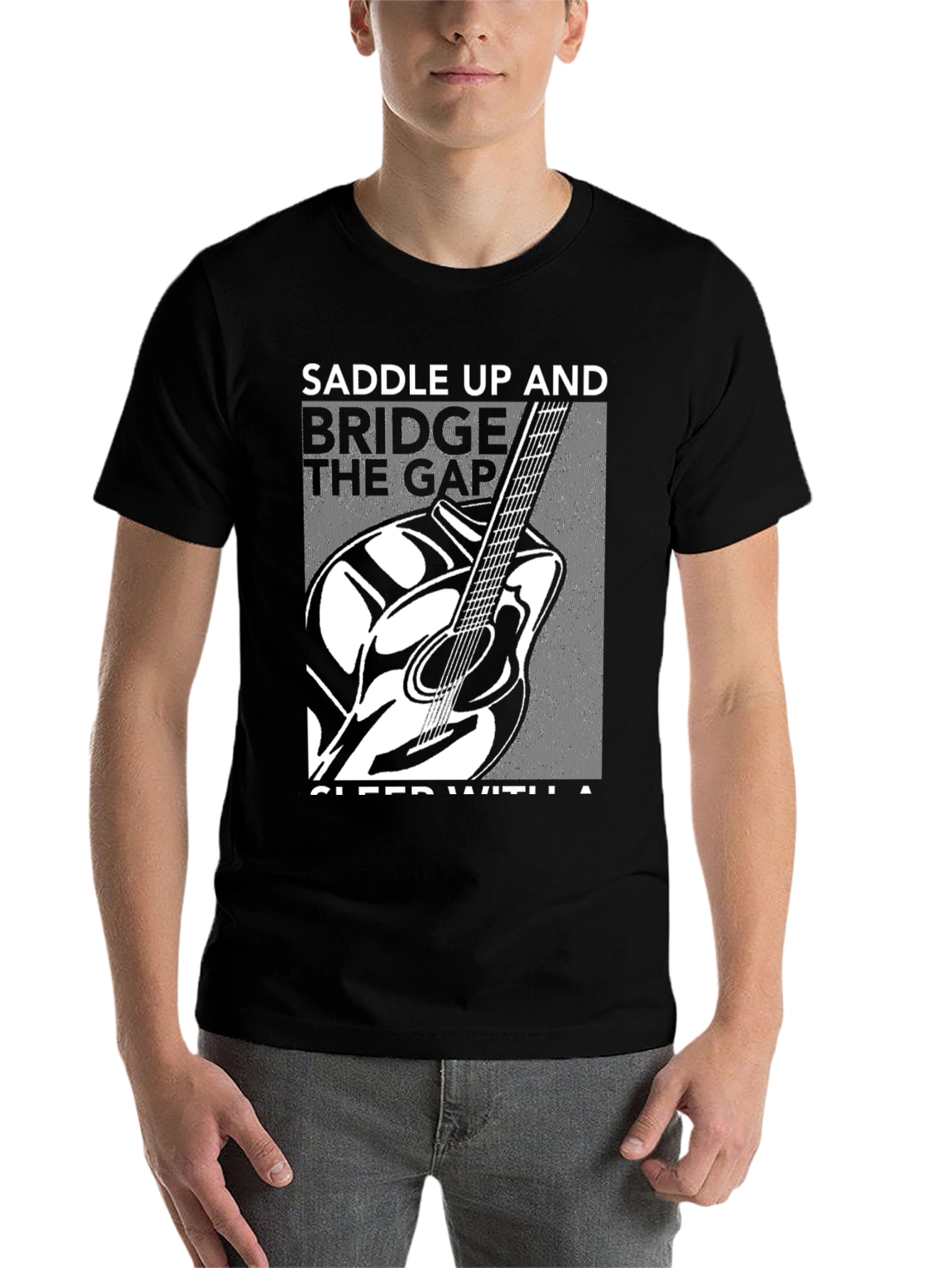 Black Saddle Up Guitar Graphic Black T-Shirt view 7