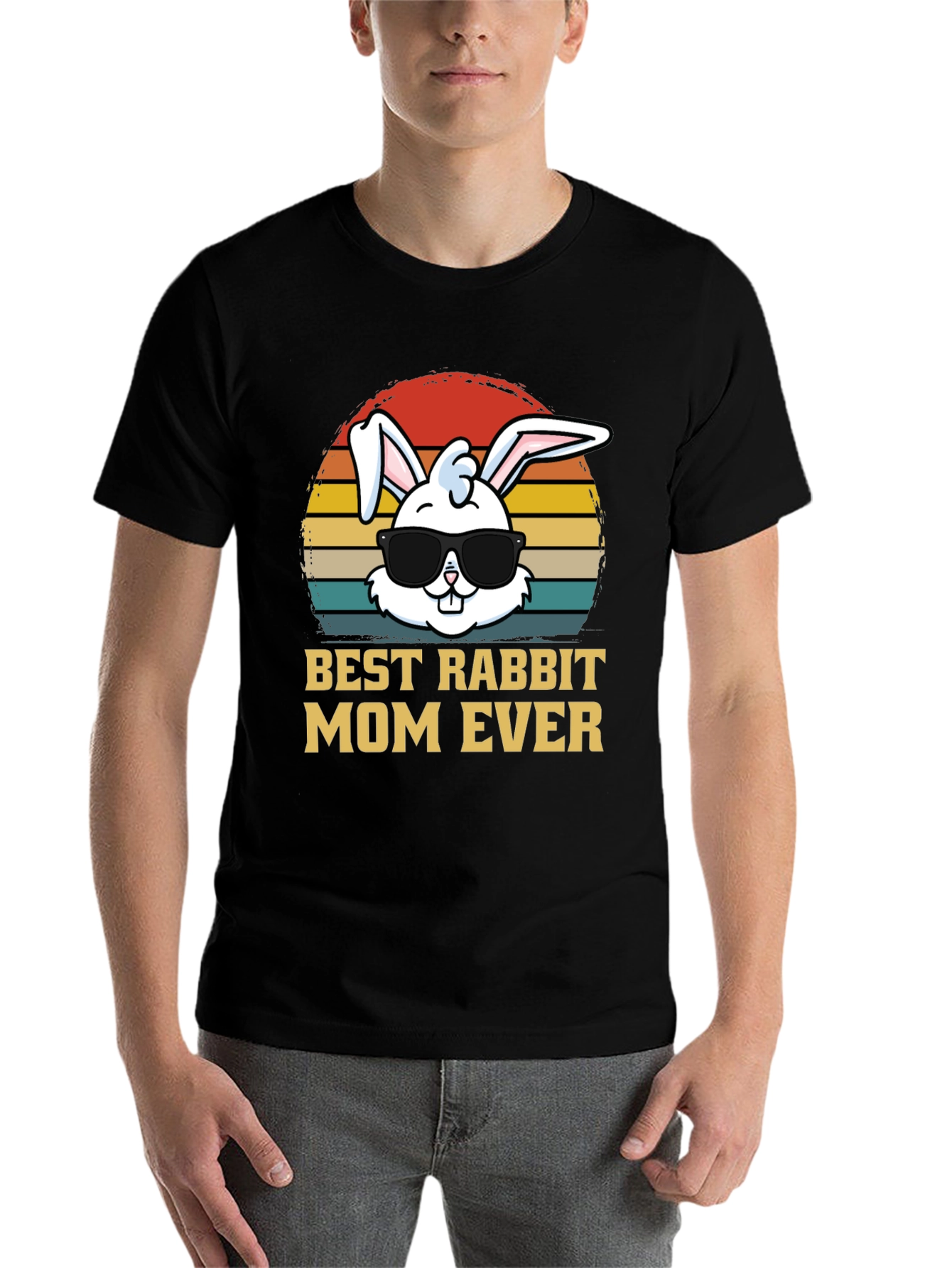 Black Best Rabbit Mom Ever T-Shirt view 7