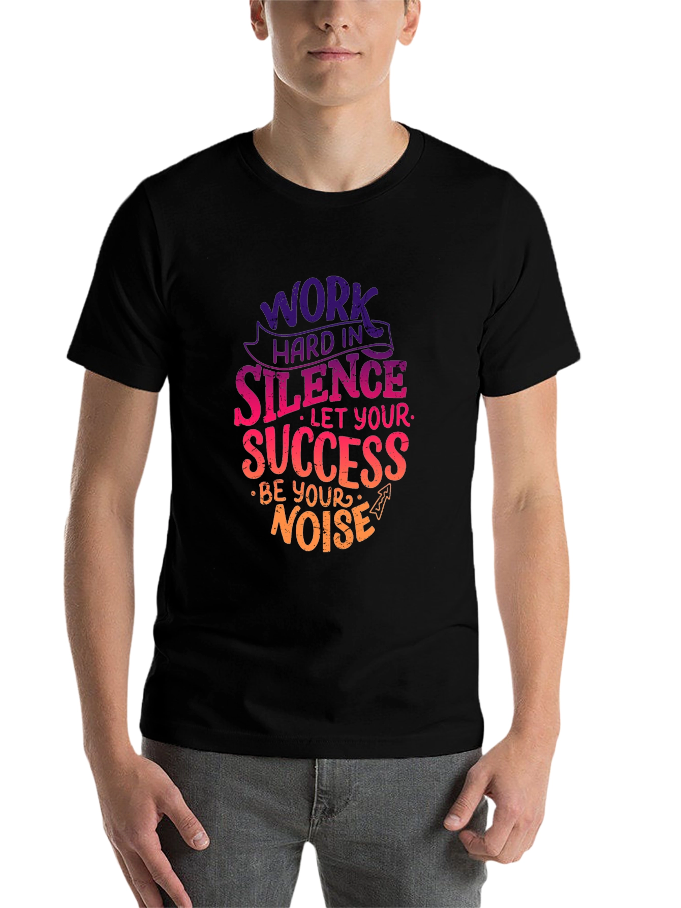 Black Work Hard in Silence T-Shirt Motivational Quote Tee view 7