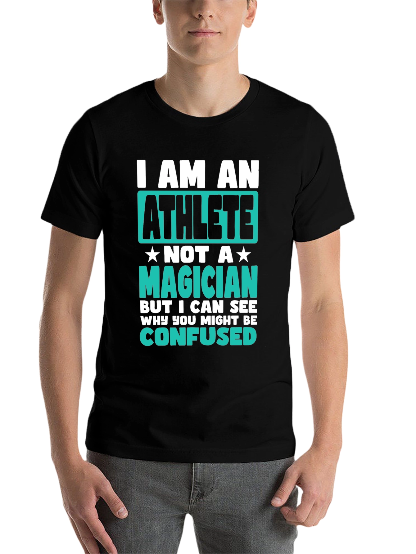 Black Athlete T-Shirt - I am an Athlete, Not a Magician view 7