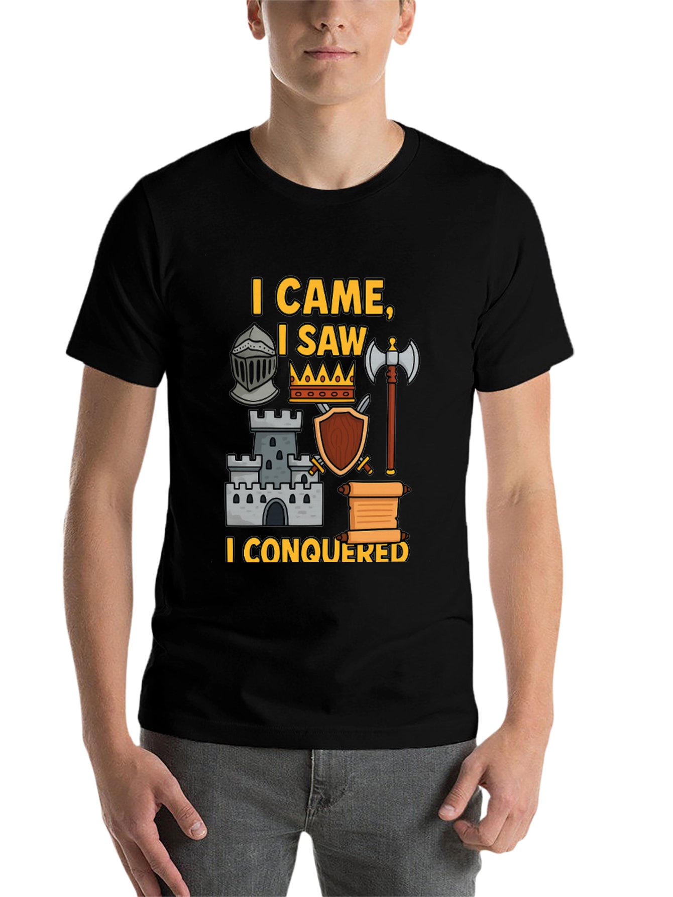 Black I Came, I Saw, I Conquered Graphic T-Shirt view 7