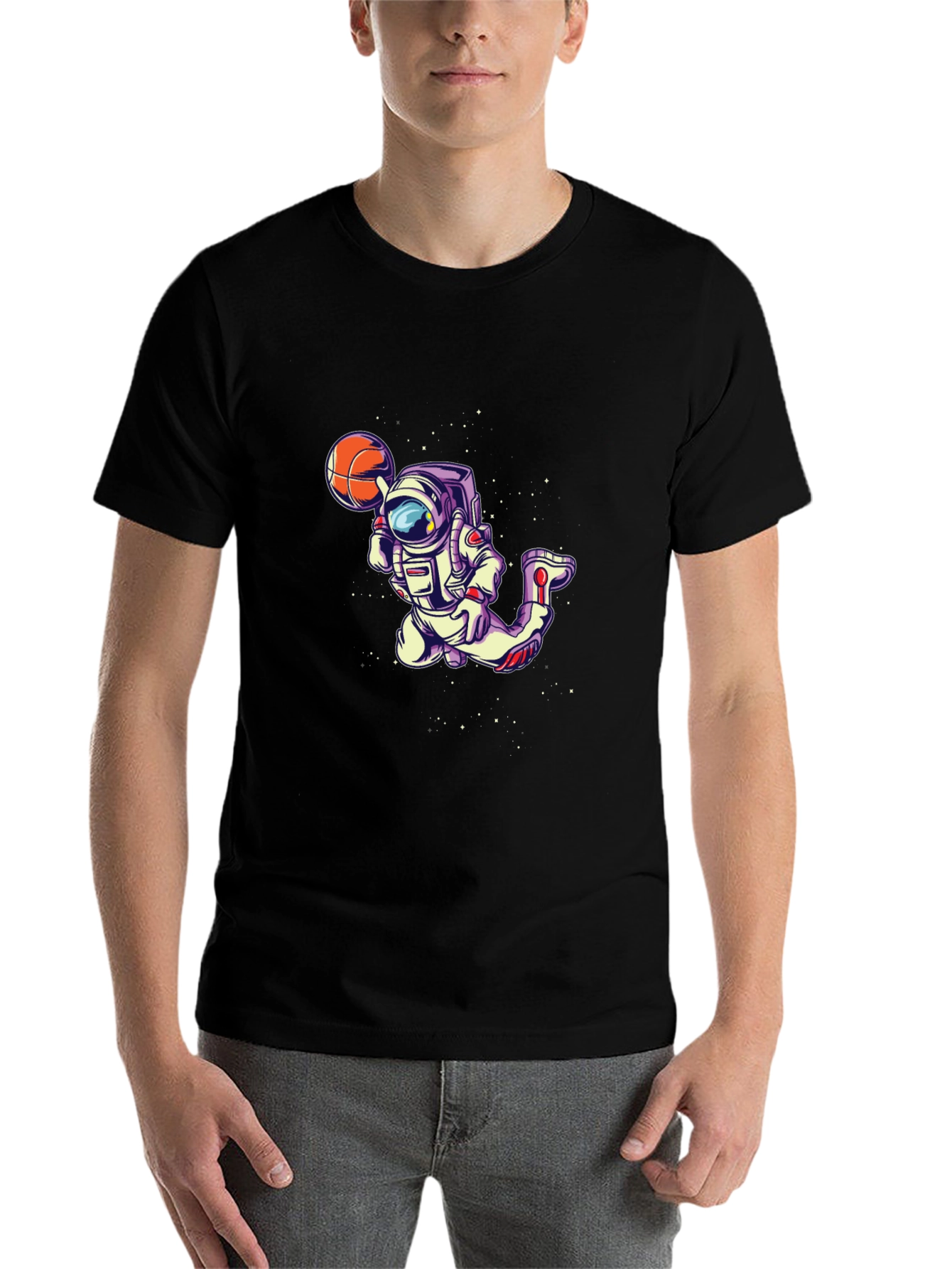 Astronaut Basketball Graphic Tee - Space Dunk Shirt - 7