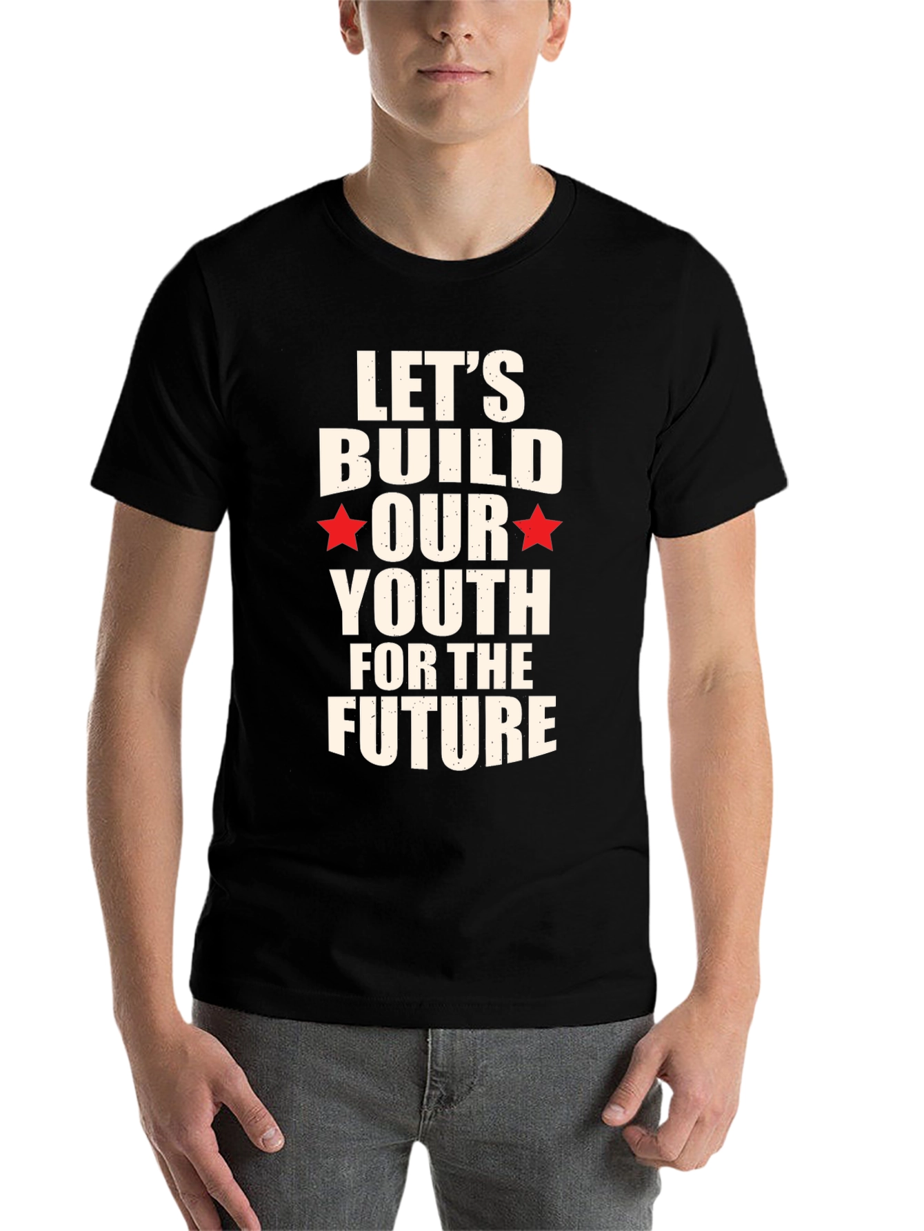 Black Build Our Youth T-Shirt - Positive Message Graphic Tee view 7