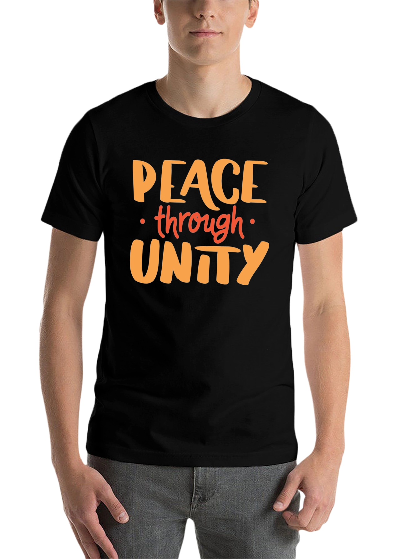 Black Peace Through Unity Graphic Tee - Black view 7