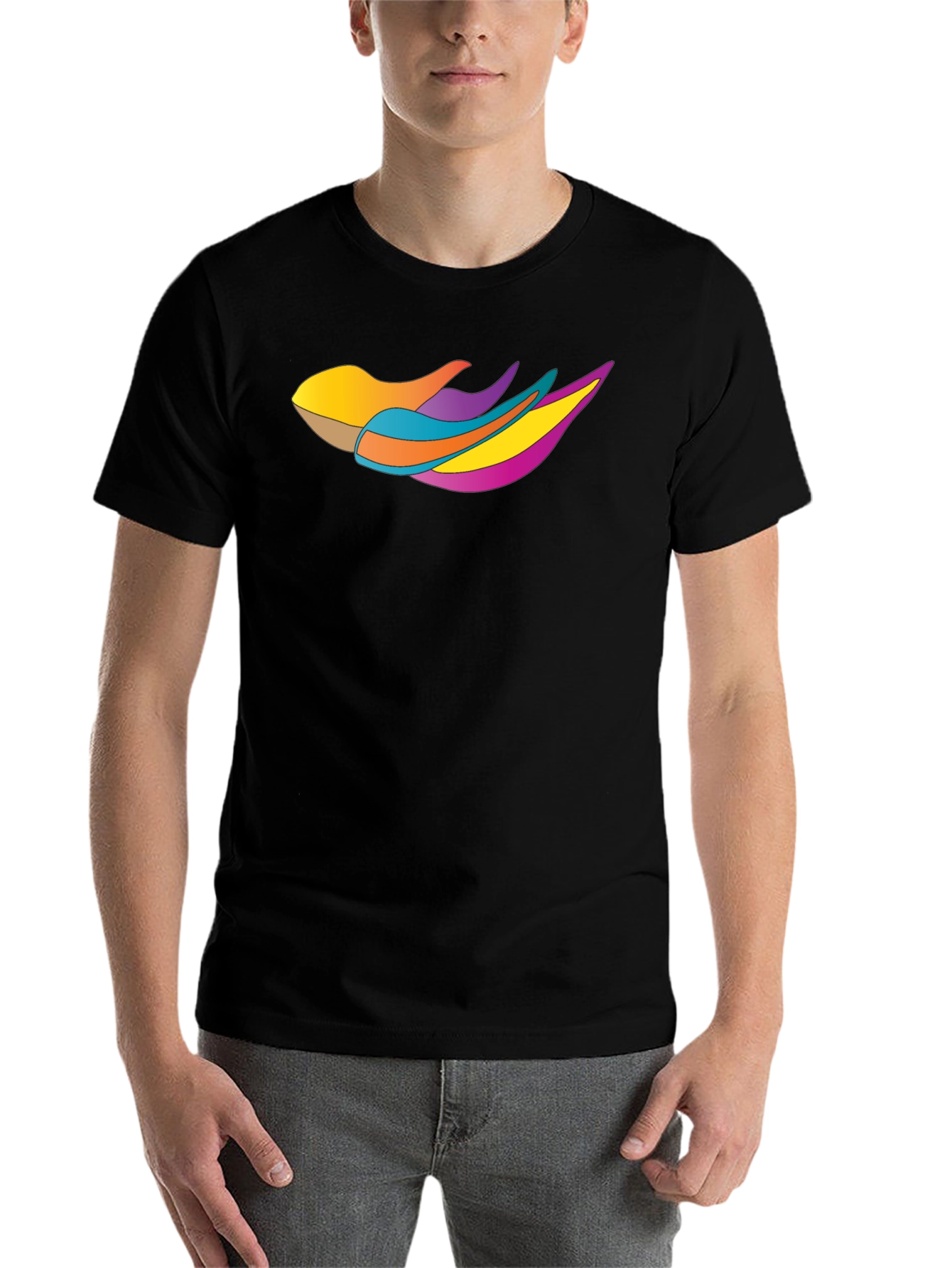 Black Abstract Graphic Print Black Tee view 7