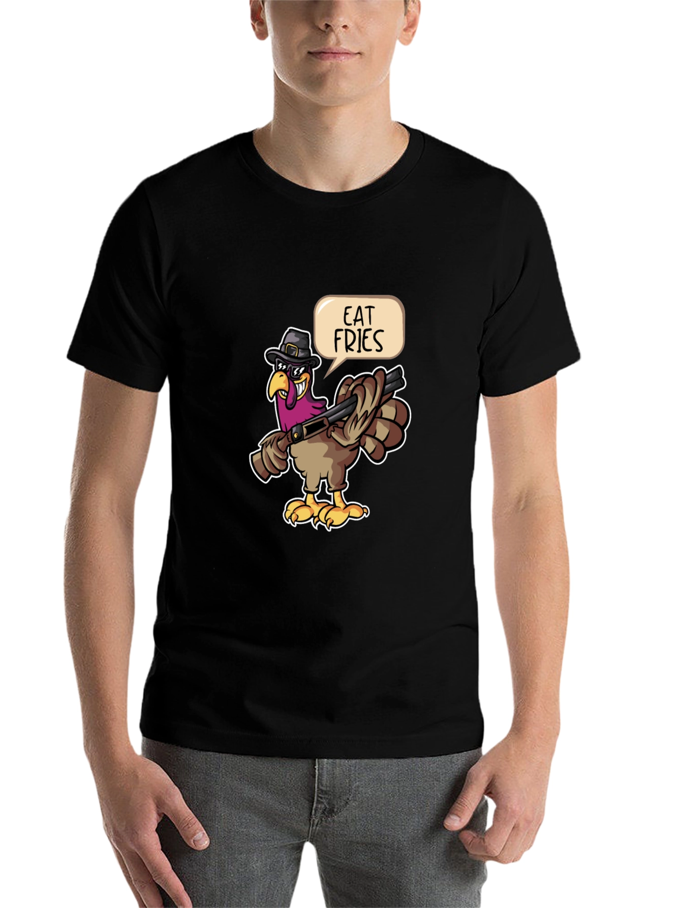 Black Eat Fries Turkey Graphic Tee view 7