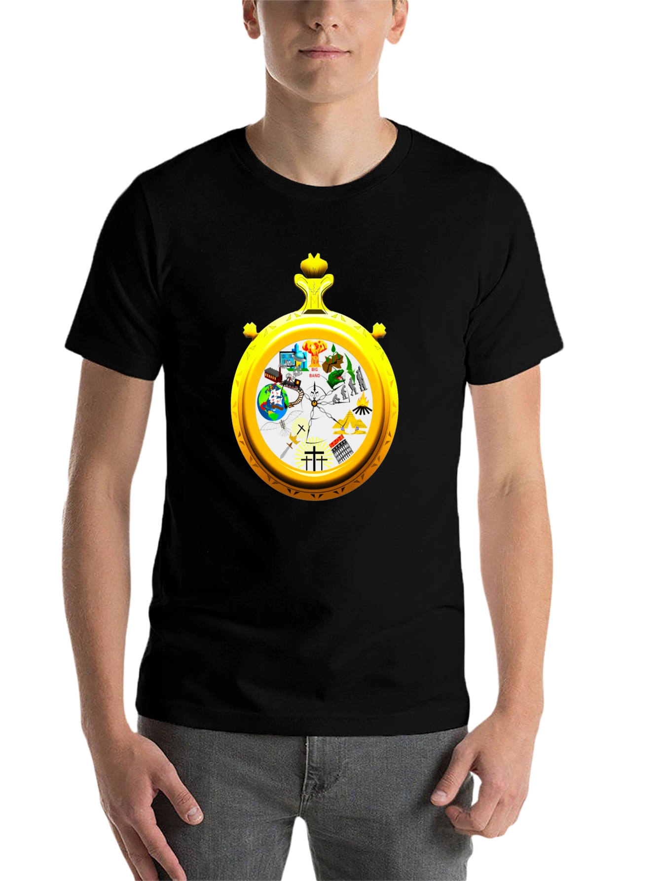 Black Novelty Evolution of Time Graphic Tee view 7