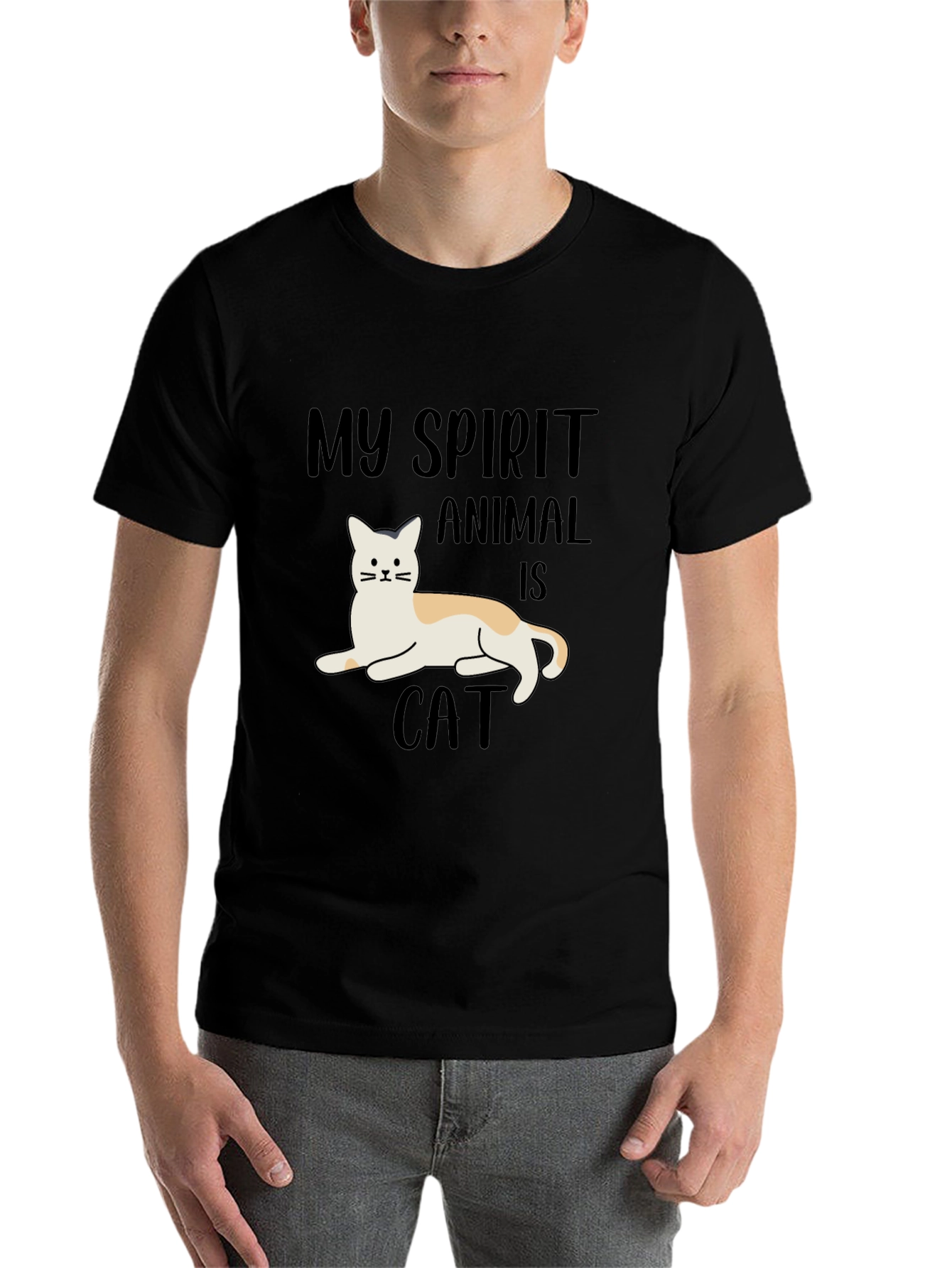 Black My Spirit Animal is Cat T-Shirt view 7