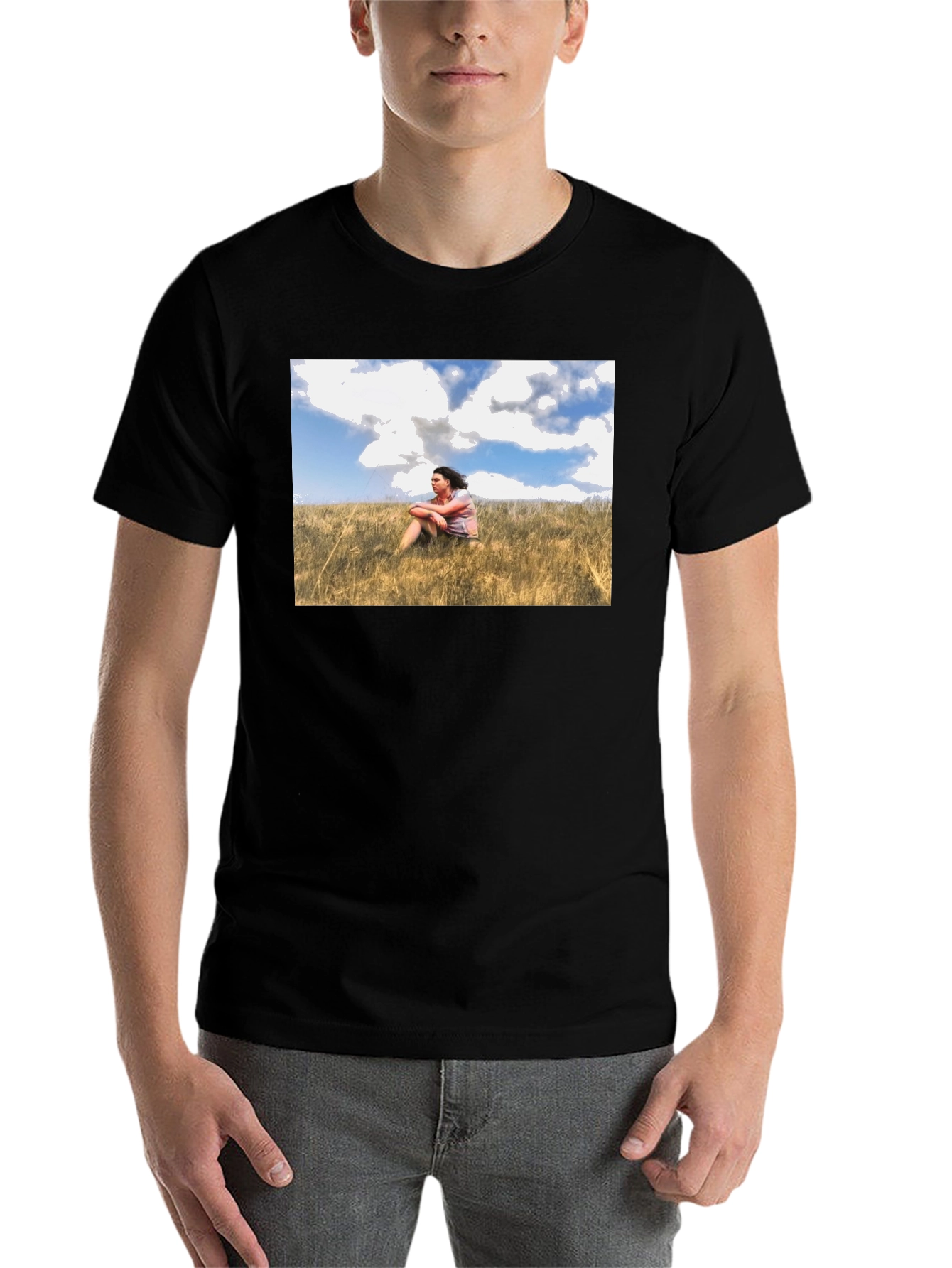 Black Nature Scene Graphic Black T-Shirt view 7