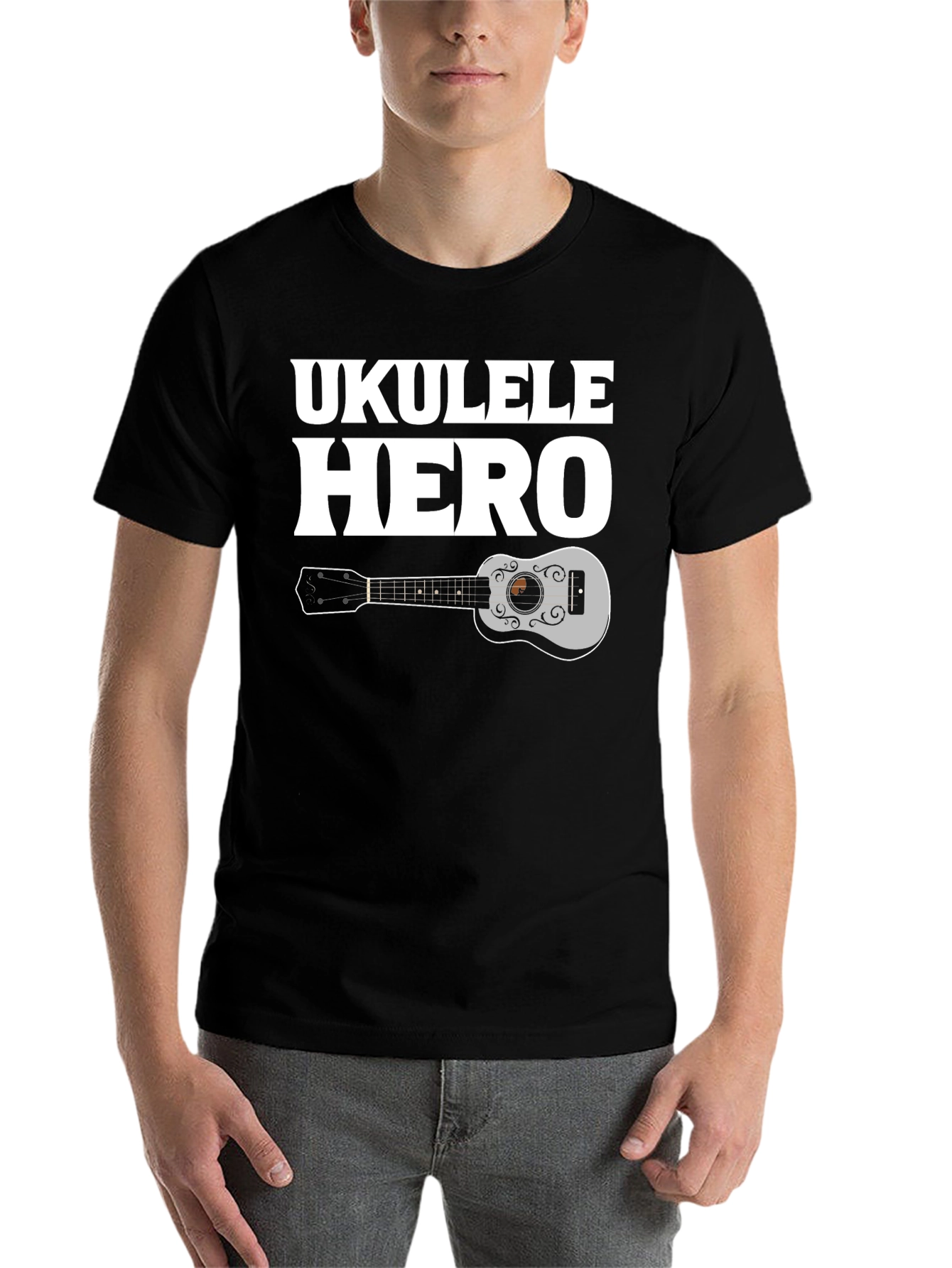 Black Ukulele Hero Graphic Tee - Black view 7