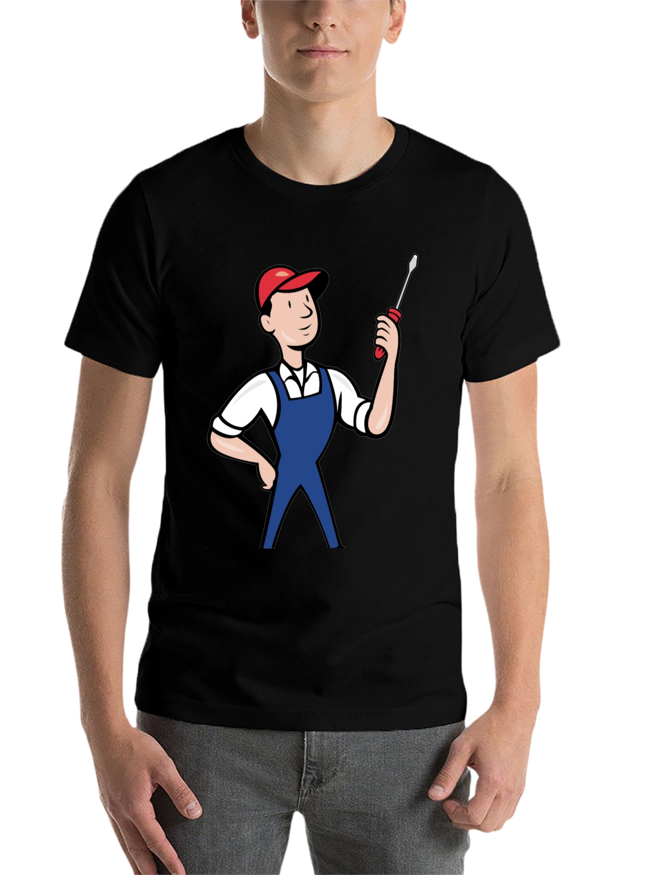 Black Cartoon Plumber Graphic Tee view 7