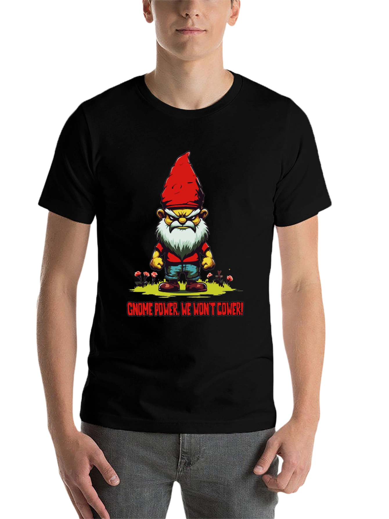 Black Gnome Power T-Shirt - We Won't Cower! view 7