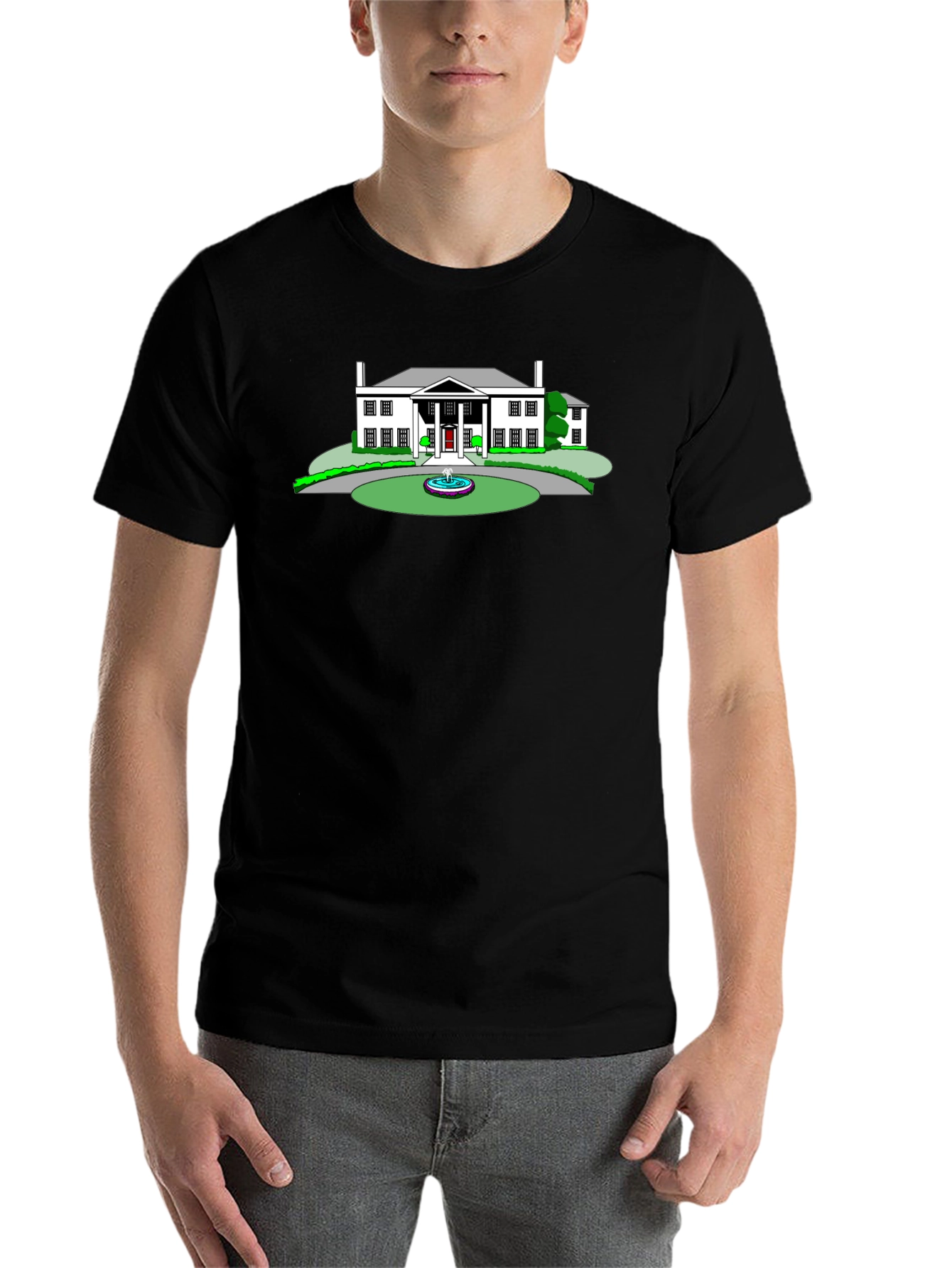 Black Mansion Graphic Tee - Black Crew Neck T-Shirt view 7