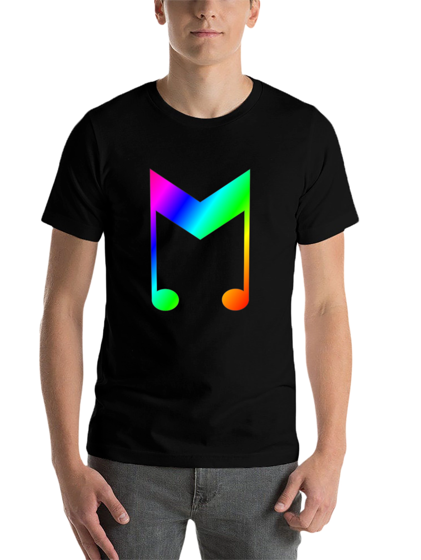 Black Rainbow Music Note Graphic Tee - Stylish Cotton Shirt view 7