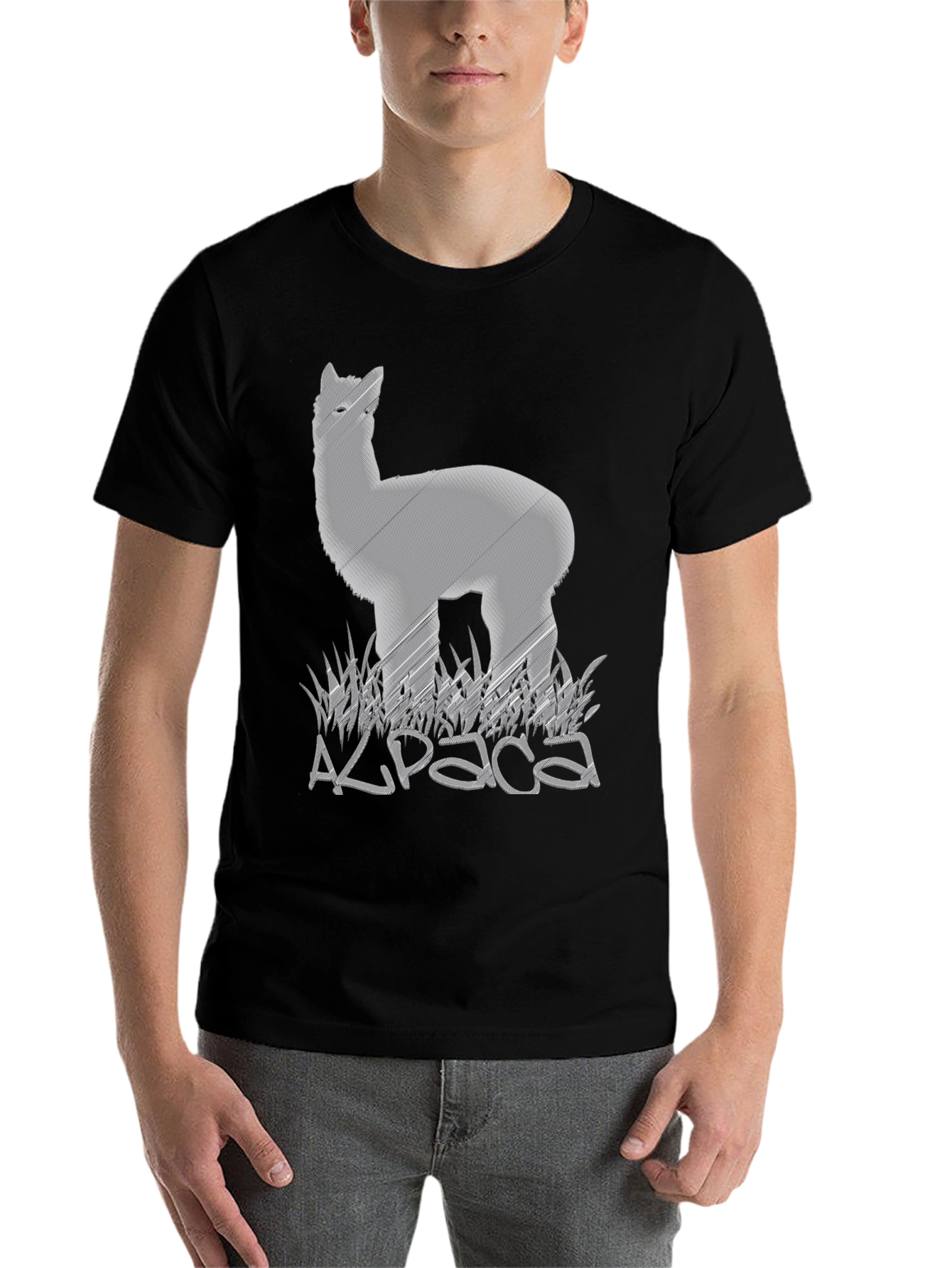 Black Alpaca Graphic Tee - Soft Cotton Blend view 7