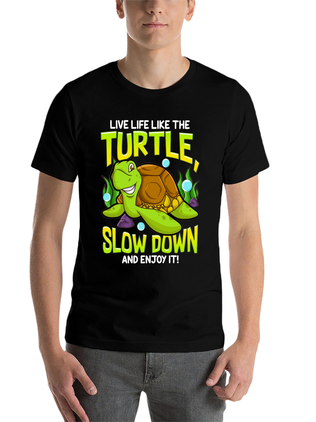 Black Live Like the Turtle Graphic T-Shirt view 7