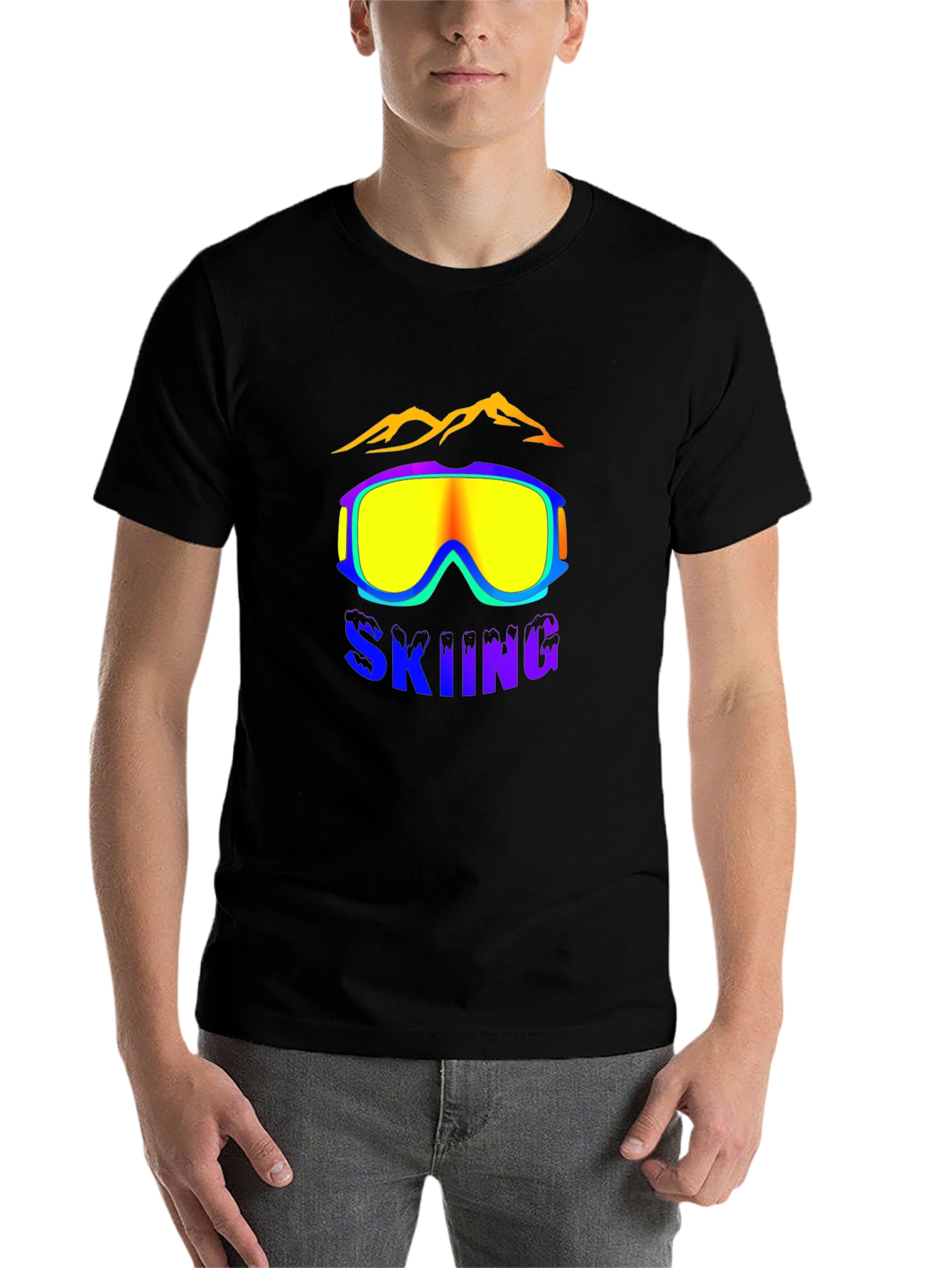 Black Skiing Graphic Tee - Black view 7