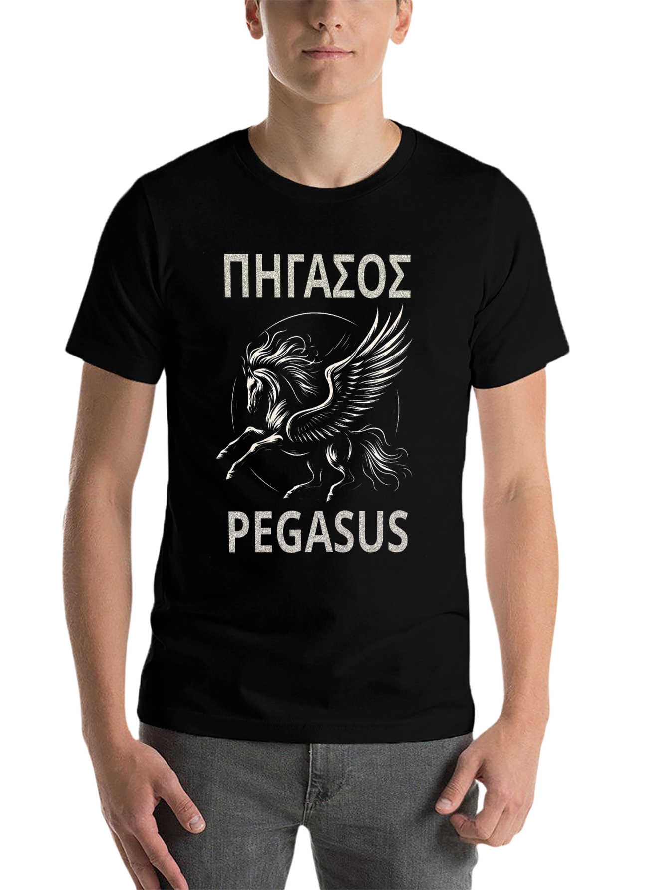 Black Pegasus Graphic T-Shirt - Mythical Creature Design view 7