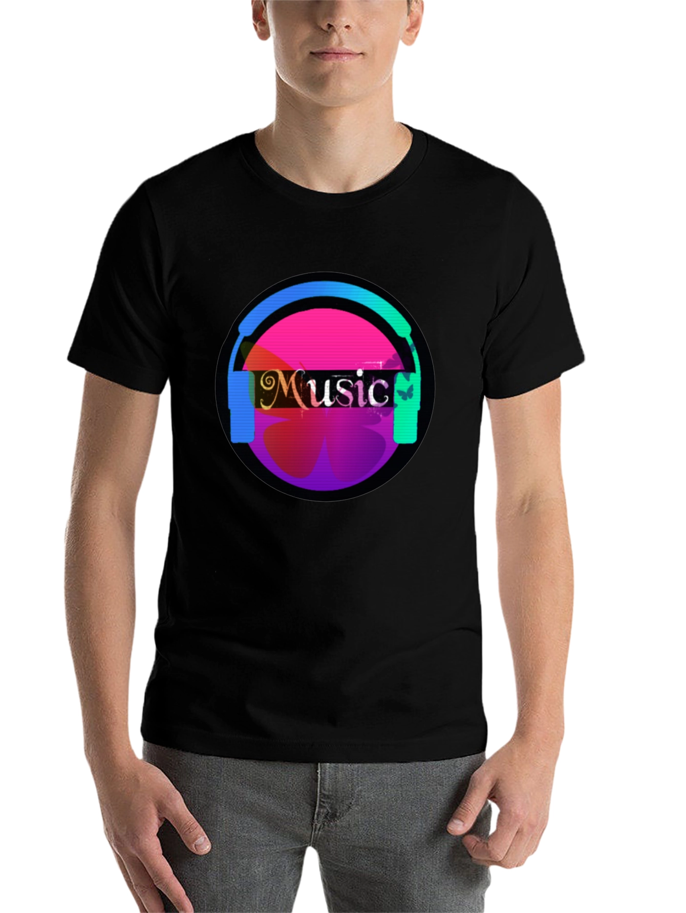 Black Music Headphone Graphic Tee - Casual Comfort view 7