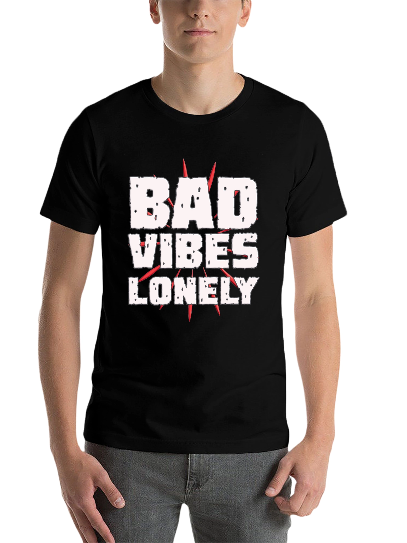Black Bad Vibes Lonely Graphic Tee - Black T-Shirt view 7