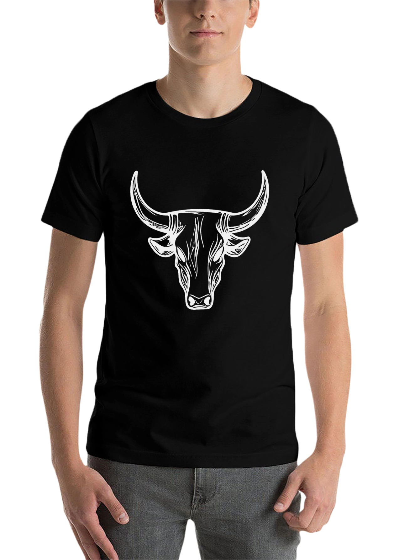 Black Bold Bull Graphic Tee - Stylish Black T-Shirt view 7