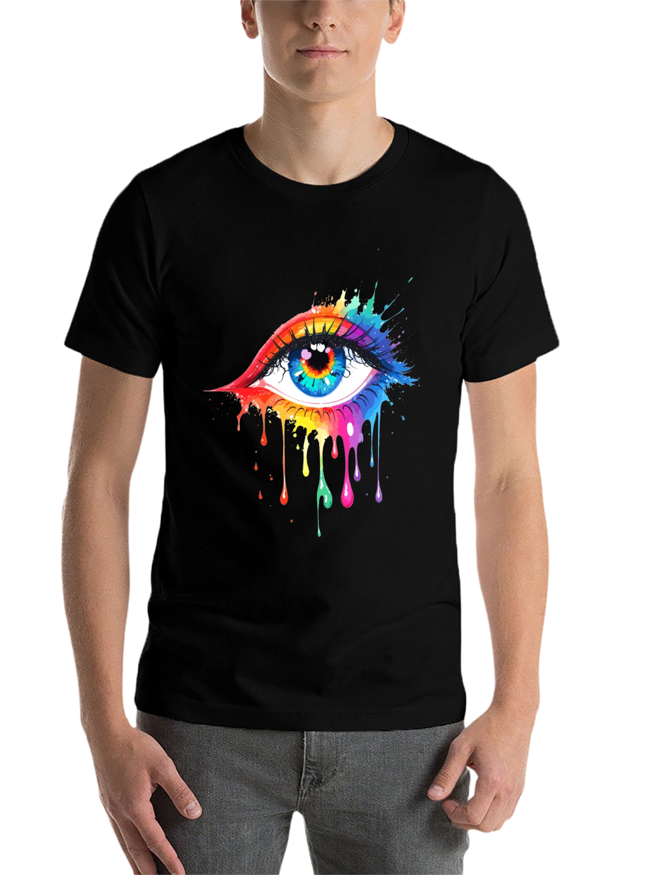 Rainbow Eye Black T-Shirt - 7
