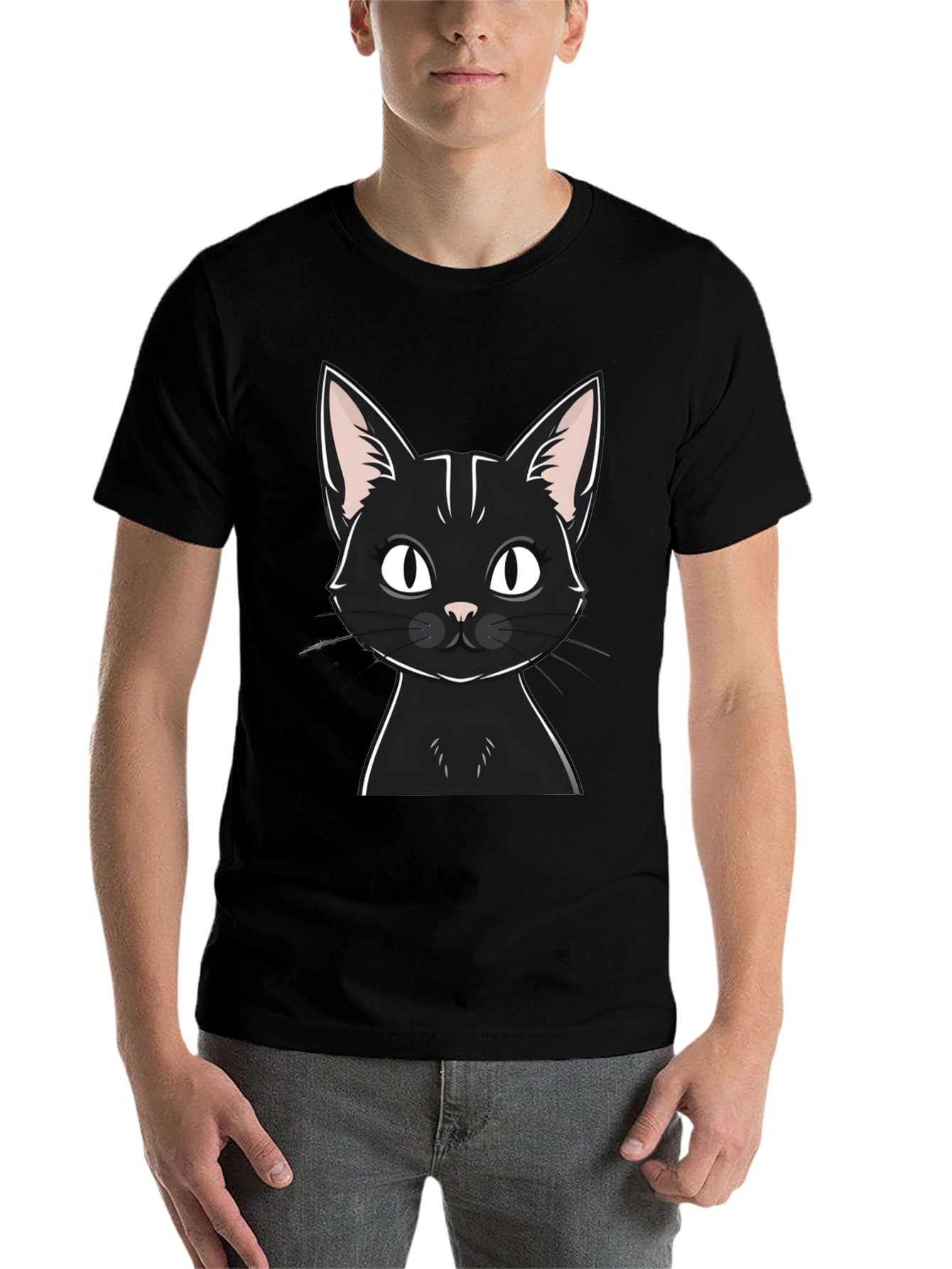 Black Black Cat Graphic T-Shirt - Unisex Casual Tee view 7