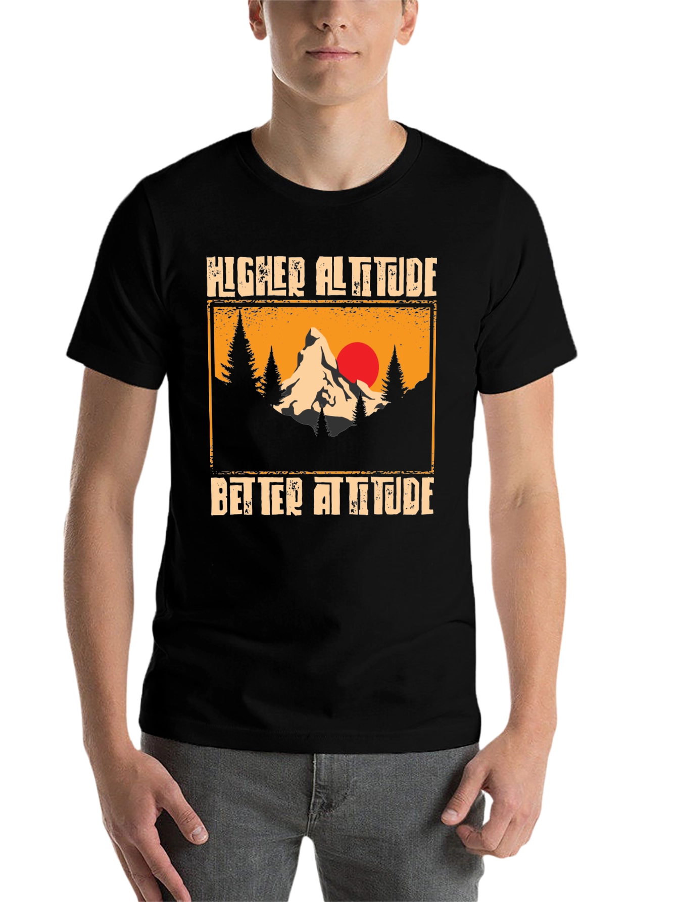 Black Higher Altitude Better Attitude Black T-Shirt view 7