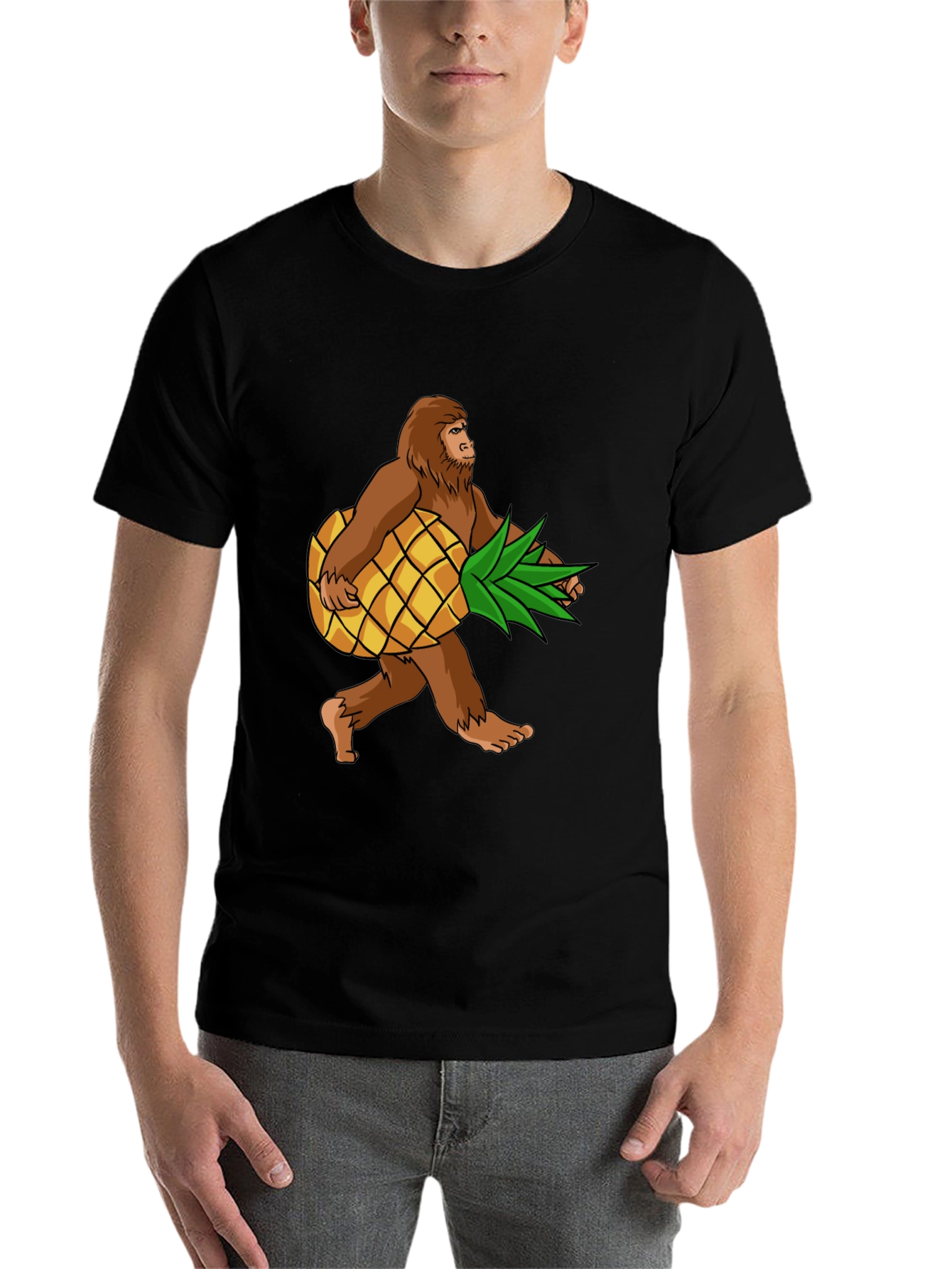 Black Sasquatch Pineapple T-Shirt - Funny Bigfoot Tee view 7