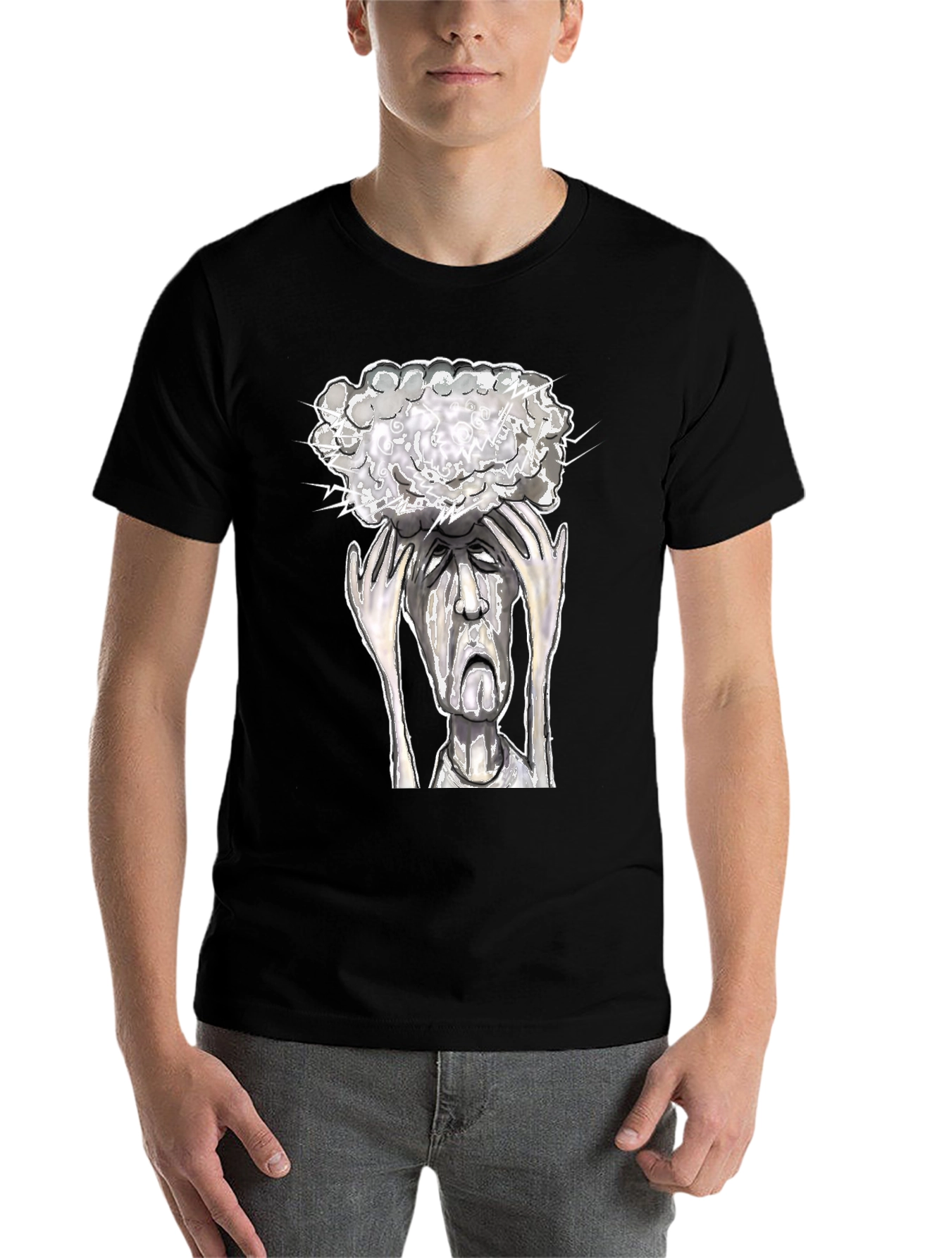 Black Mind Storm Tee: Overwhelmed Graphic T-Shirt view 7