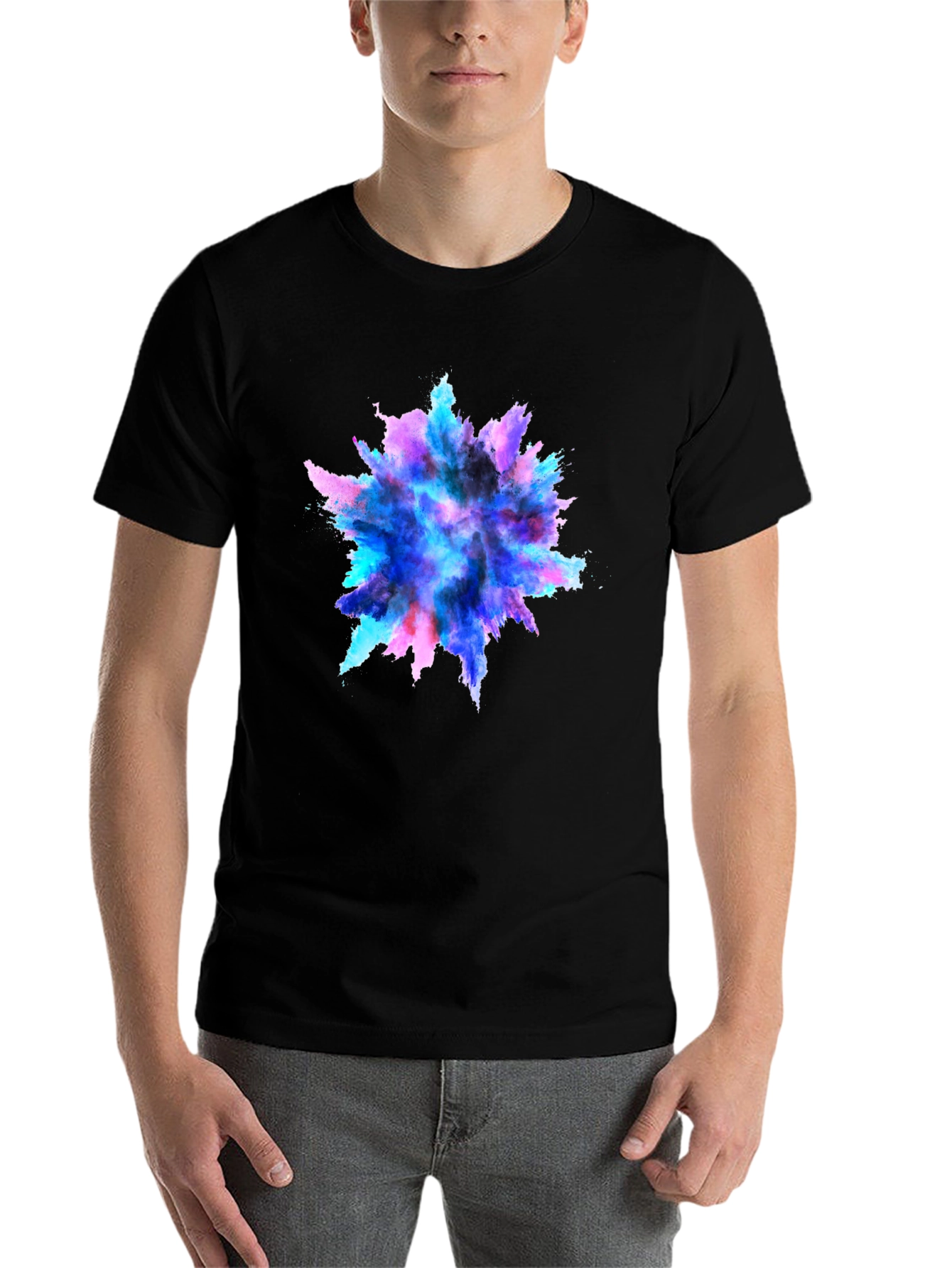 Black Colorful Burst Graphic Black T-Shirt view 7