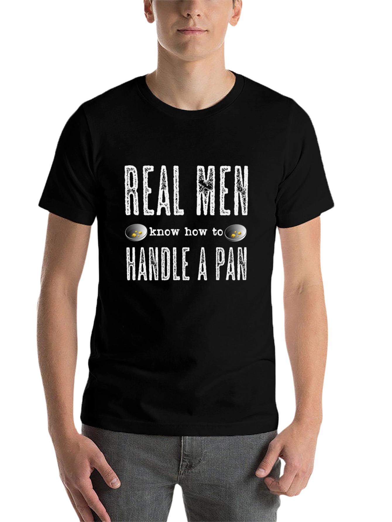 Black Real Men Handle a Pan T-Shirt - Gold Panning view 7