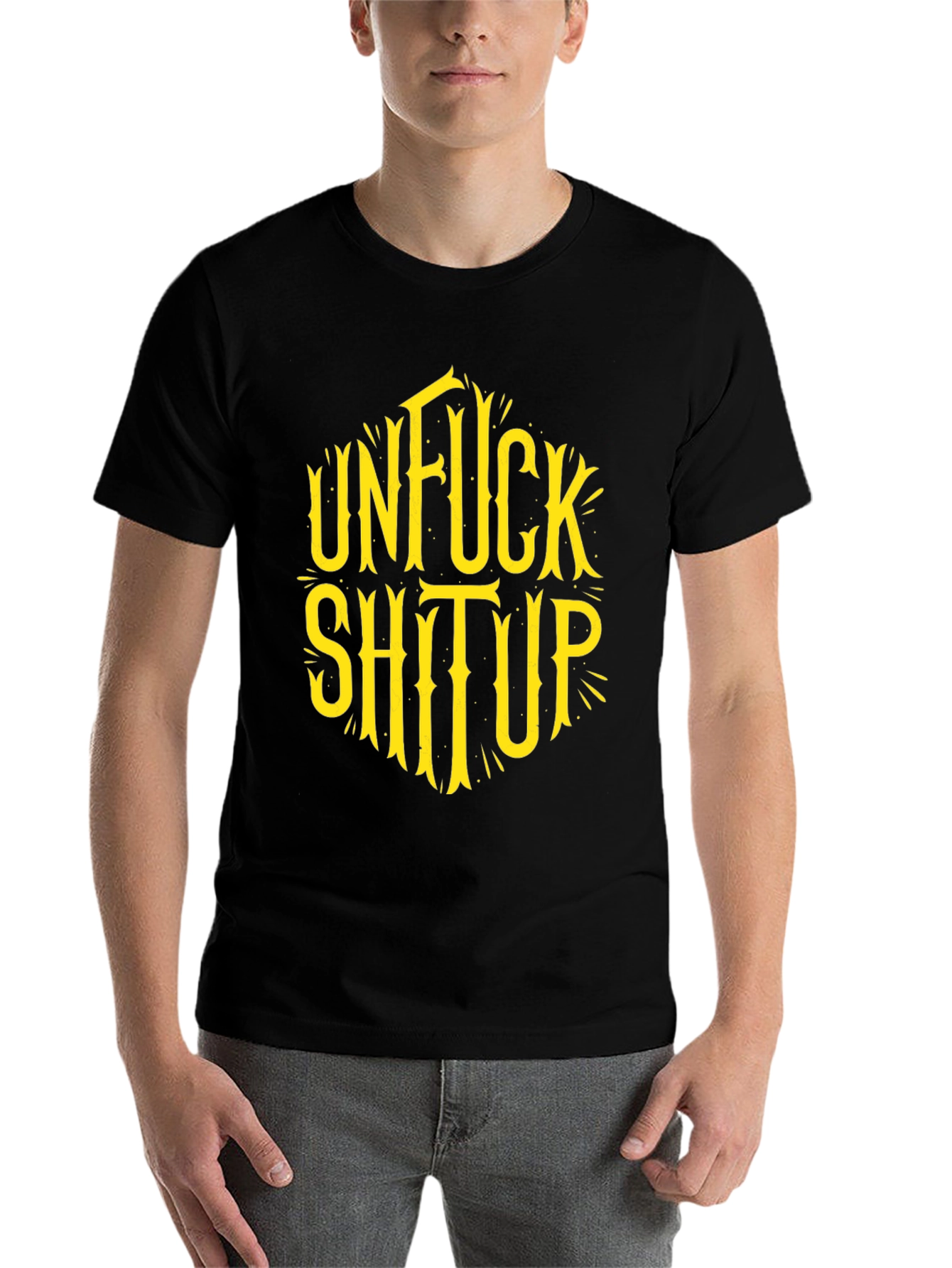 Black Unfuck Shit Up Graphic Tee - Black view 7