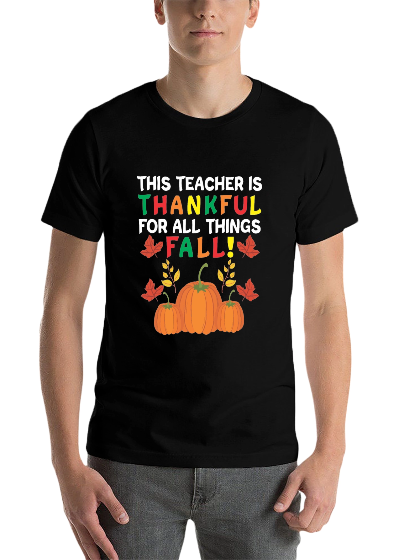 Black Teacher Thankful Fall T-Shirt, Autumn Graphic Tee view 7