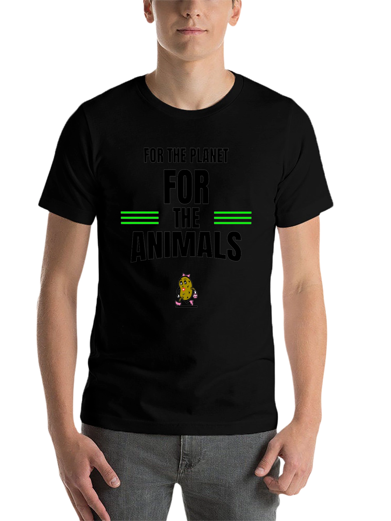 Black Vegan T-Shirt - For the Animals view 7
