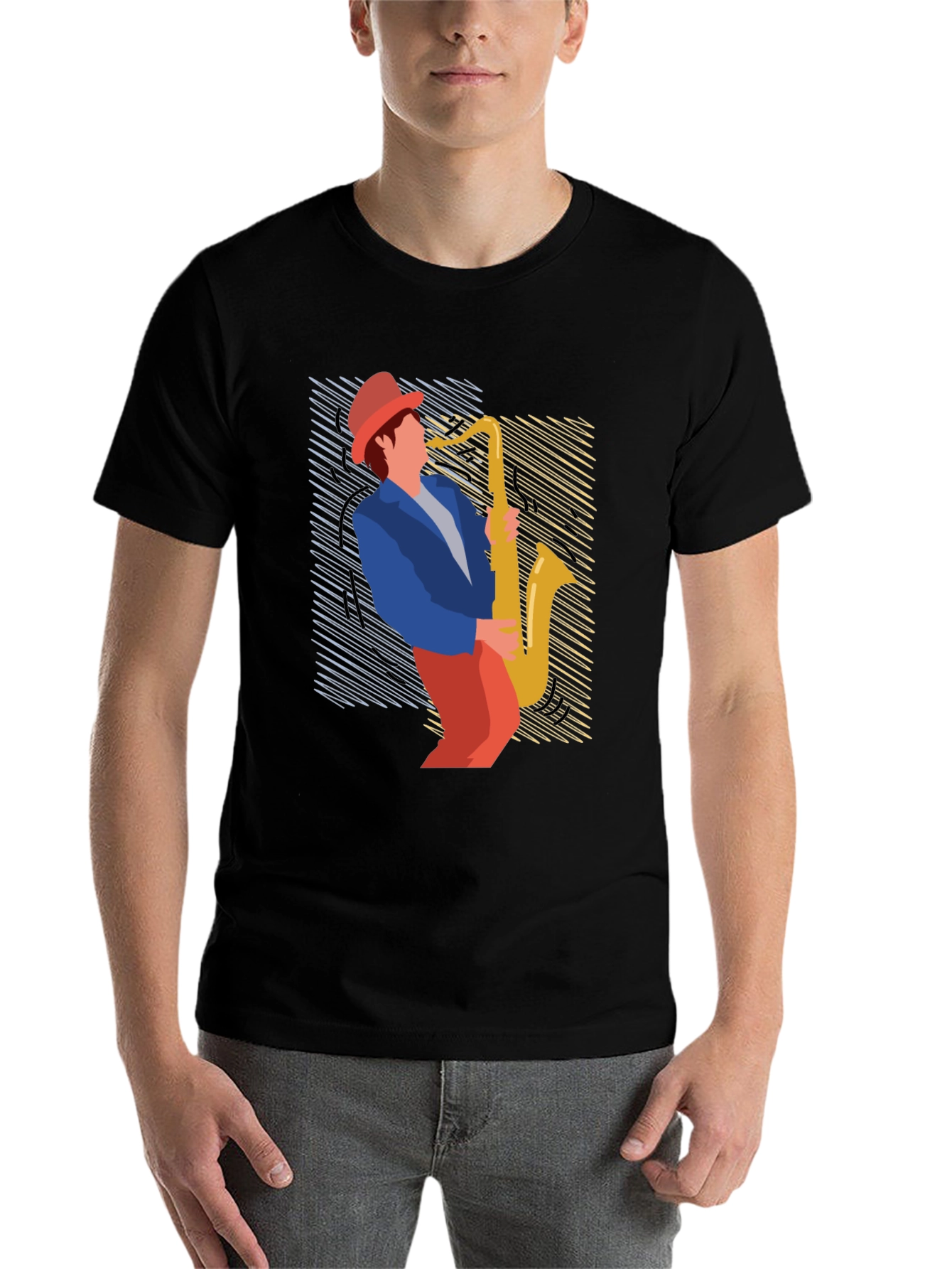 Black Jazz Saxophone Graphic Tee view 7