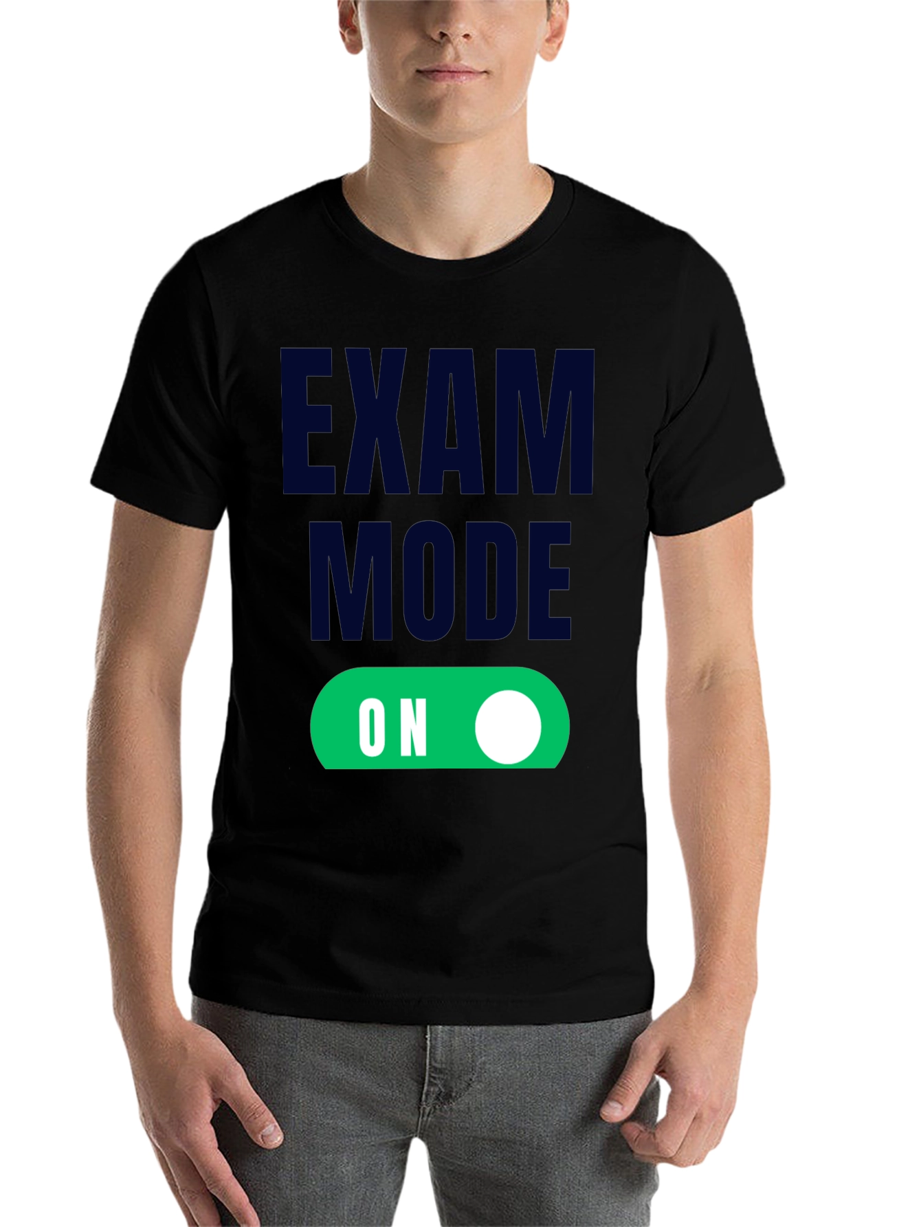 Black Exam Mode On - Funny Student T-Shirt view 7