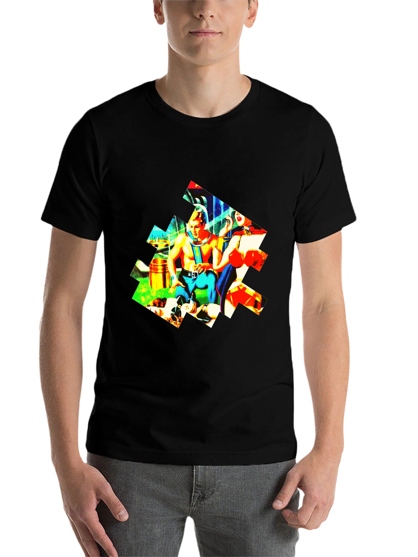 Black Retro Sci-Fi T-Shirt - Colorful Graphic Tee view 7