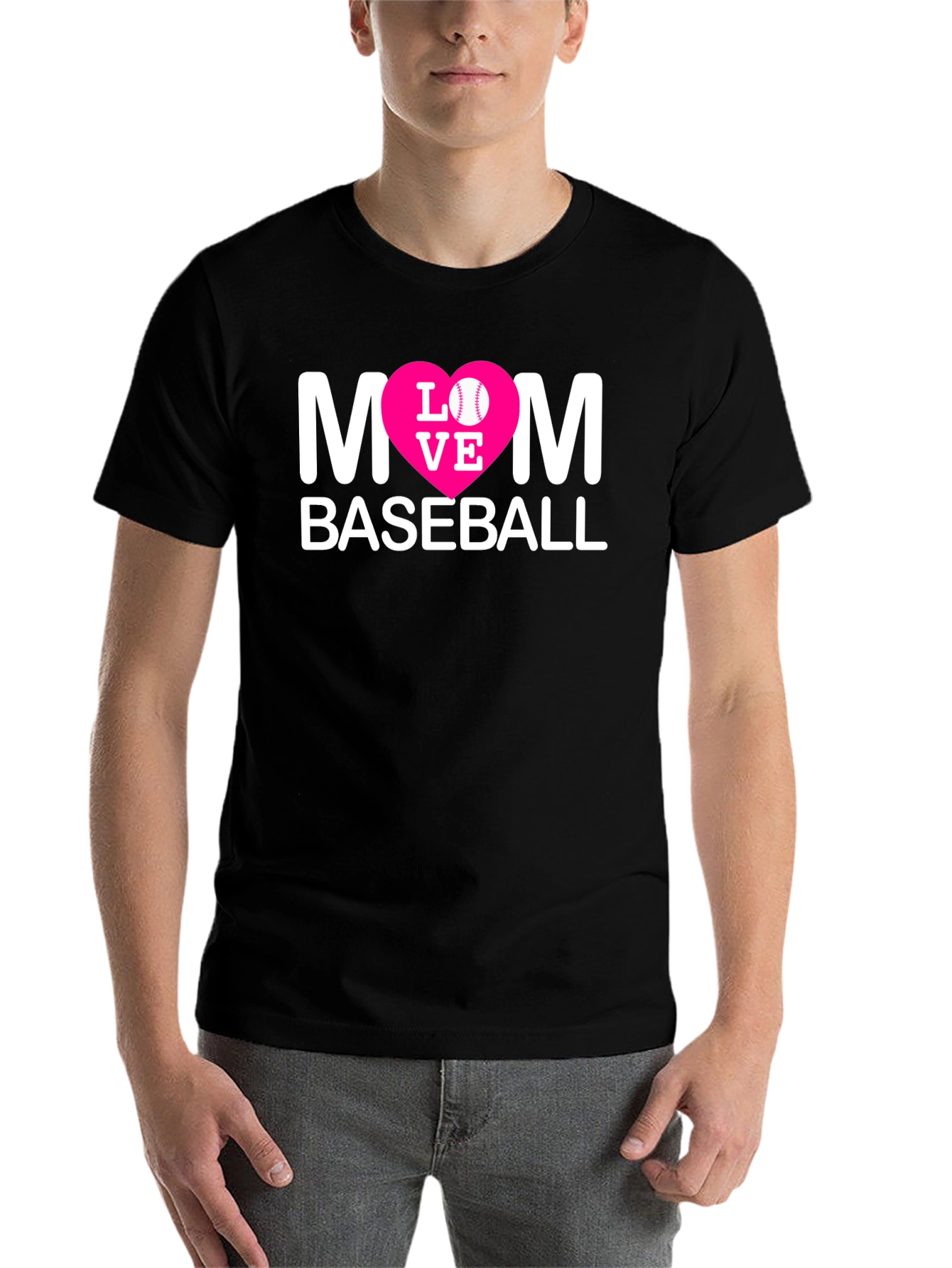 Black Mom Baseball T-Shirt - Love Design view 7