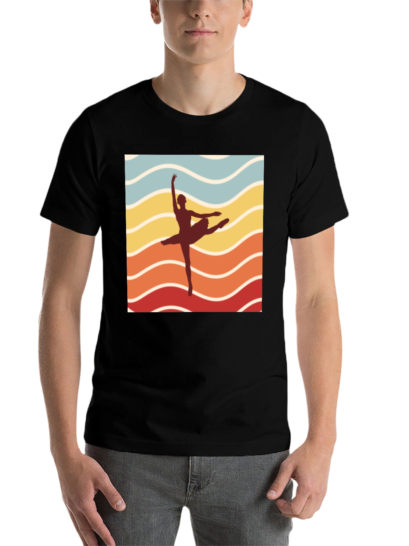 Black Ballet Retro Tee - Dancer Silhouette view 7