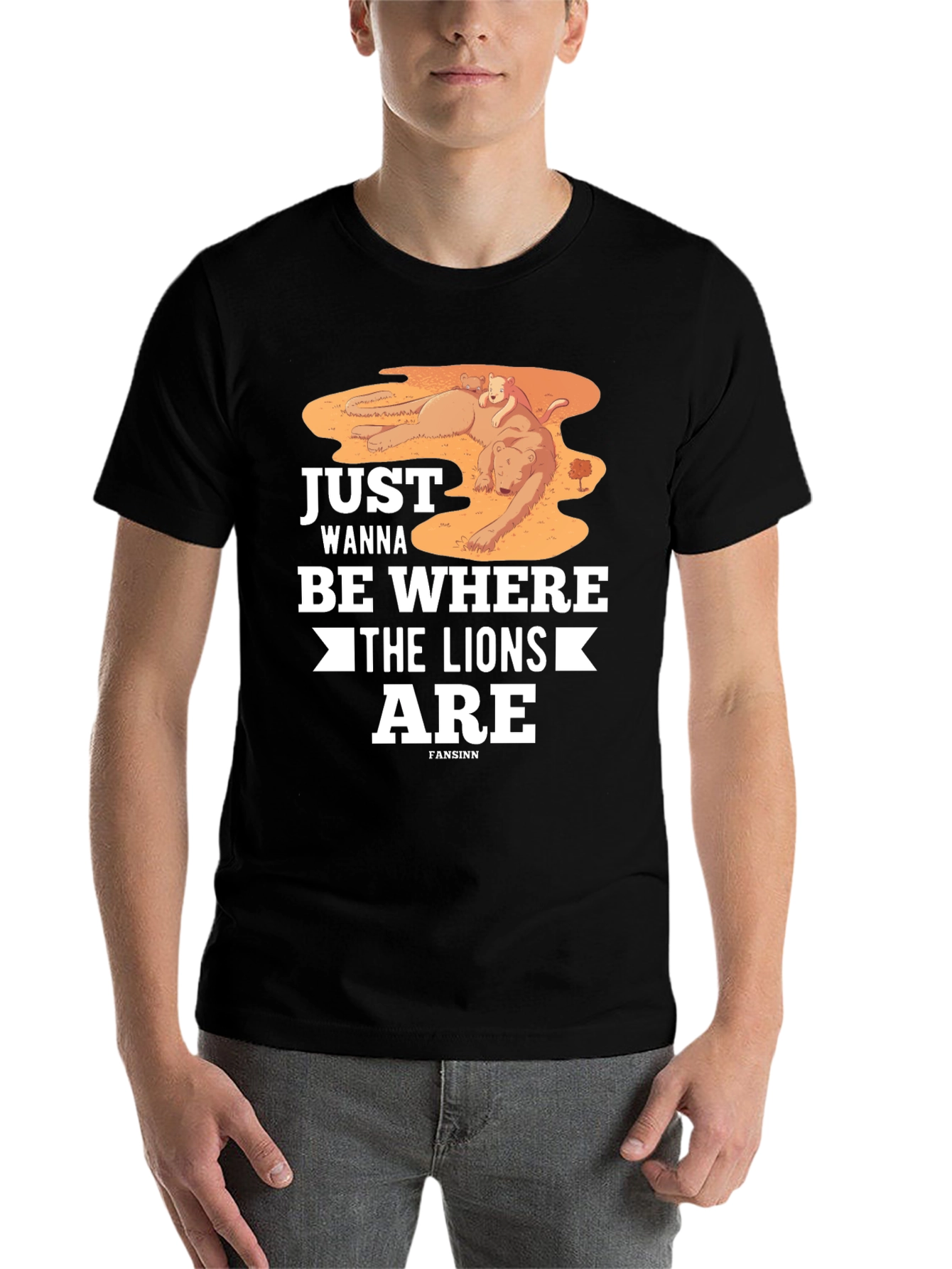 Black Just Wanna Be Where The Lions Are Graphic Tee view 7