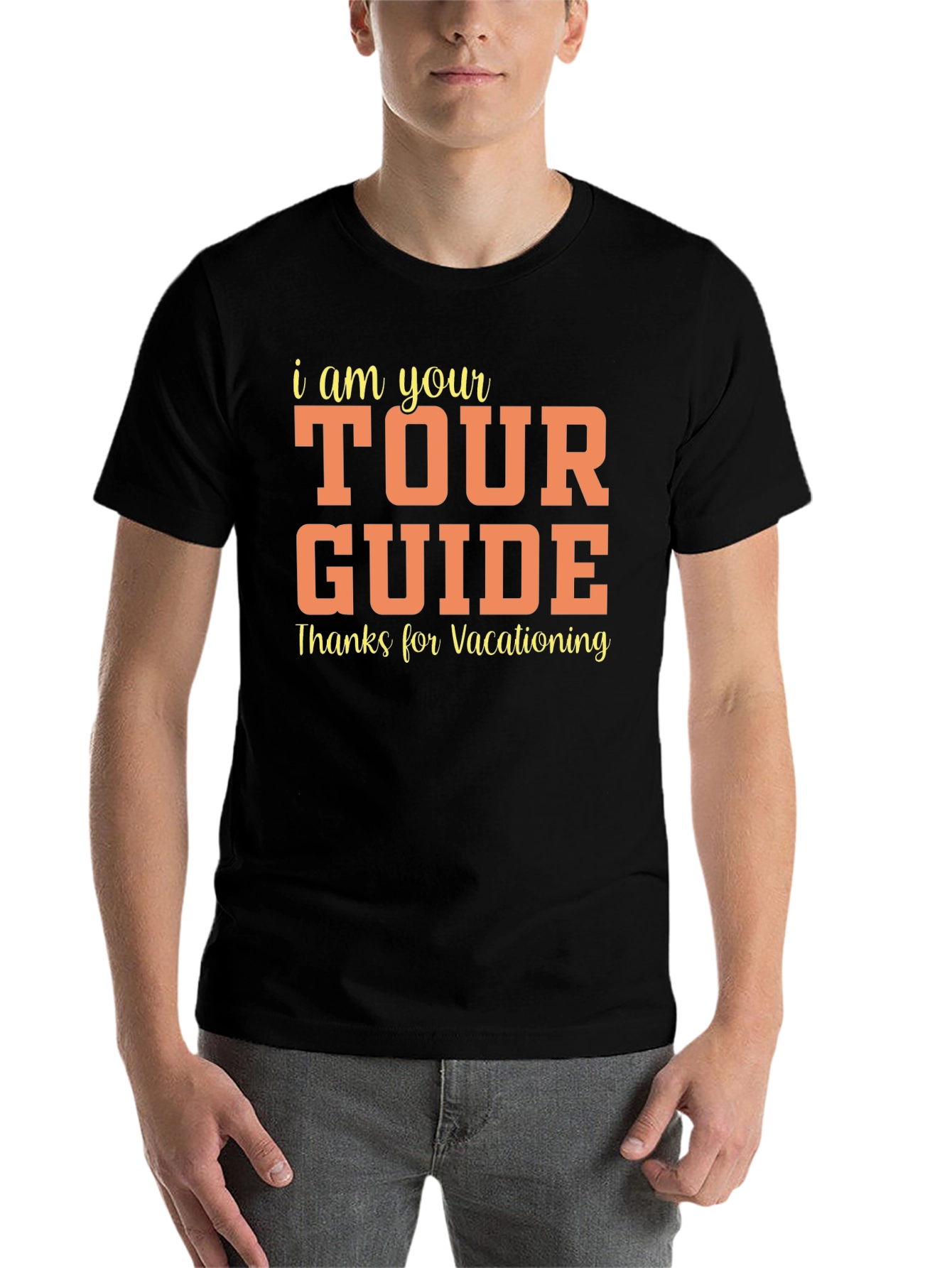 Black Tour Guide Vacationing Tee view 7