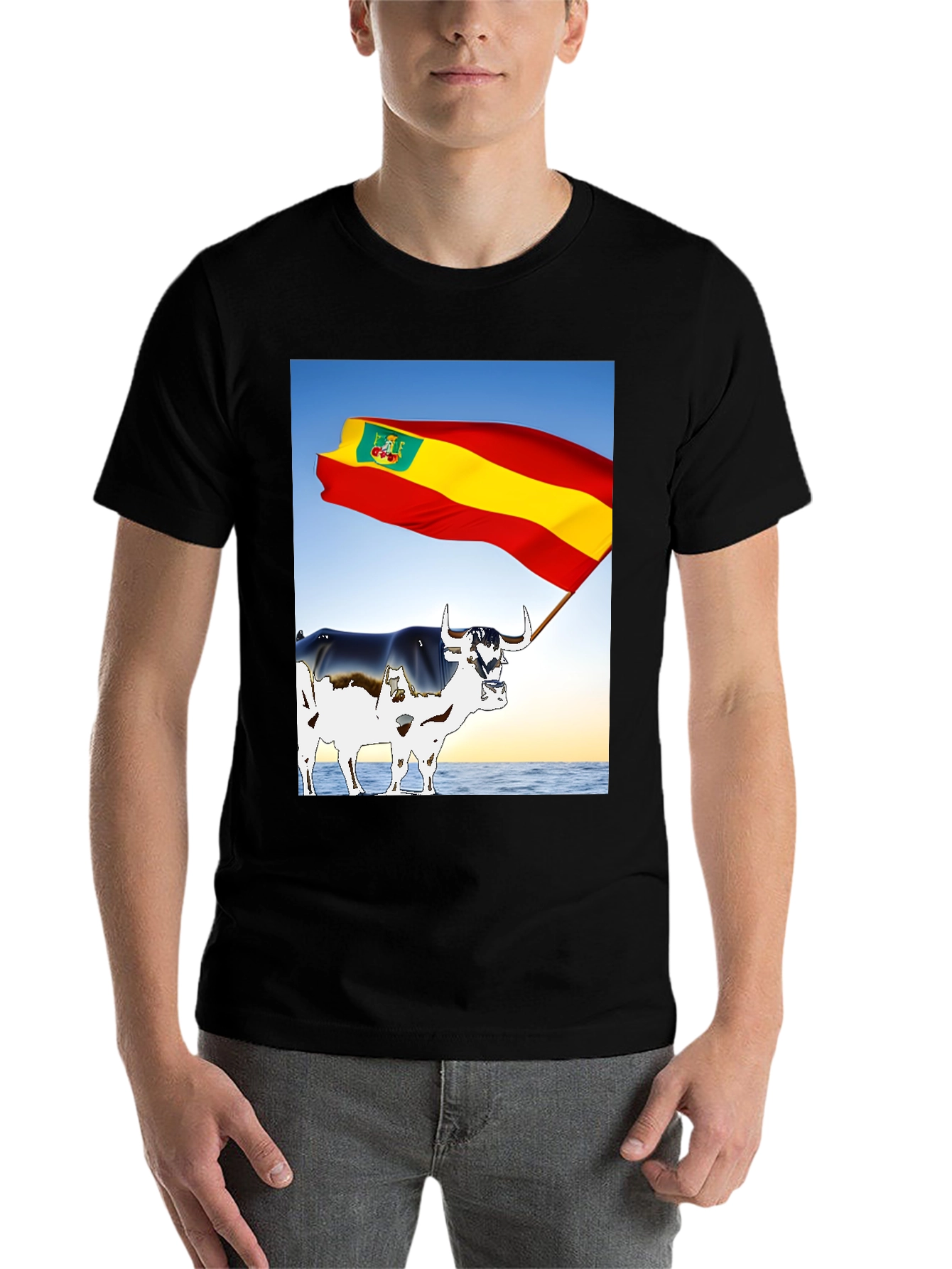 Black Spanish Bull Flag Graphic Tee view 7