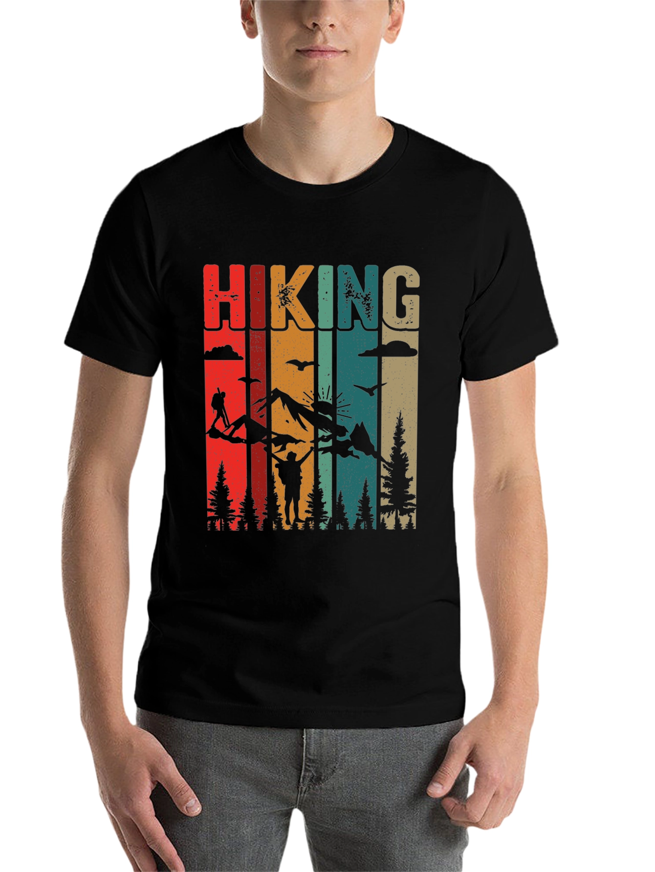 Black Retro Hiking Adventure T-Shirt view 7