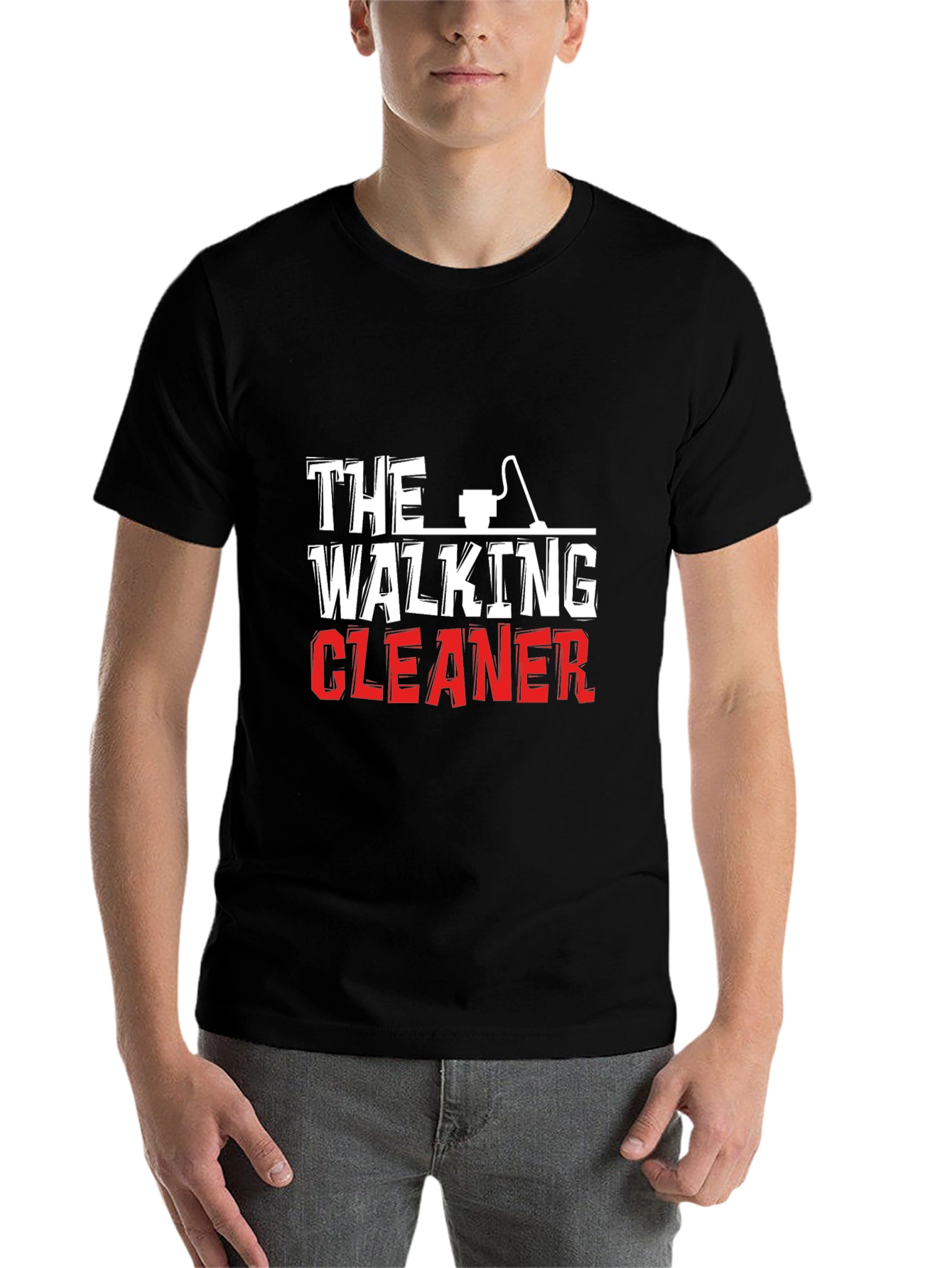 Black The Walking Cleaner Graphic T-Shirt view 7