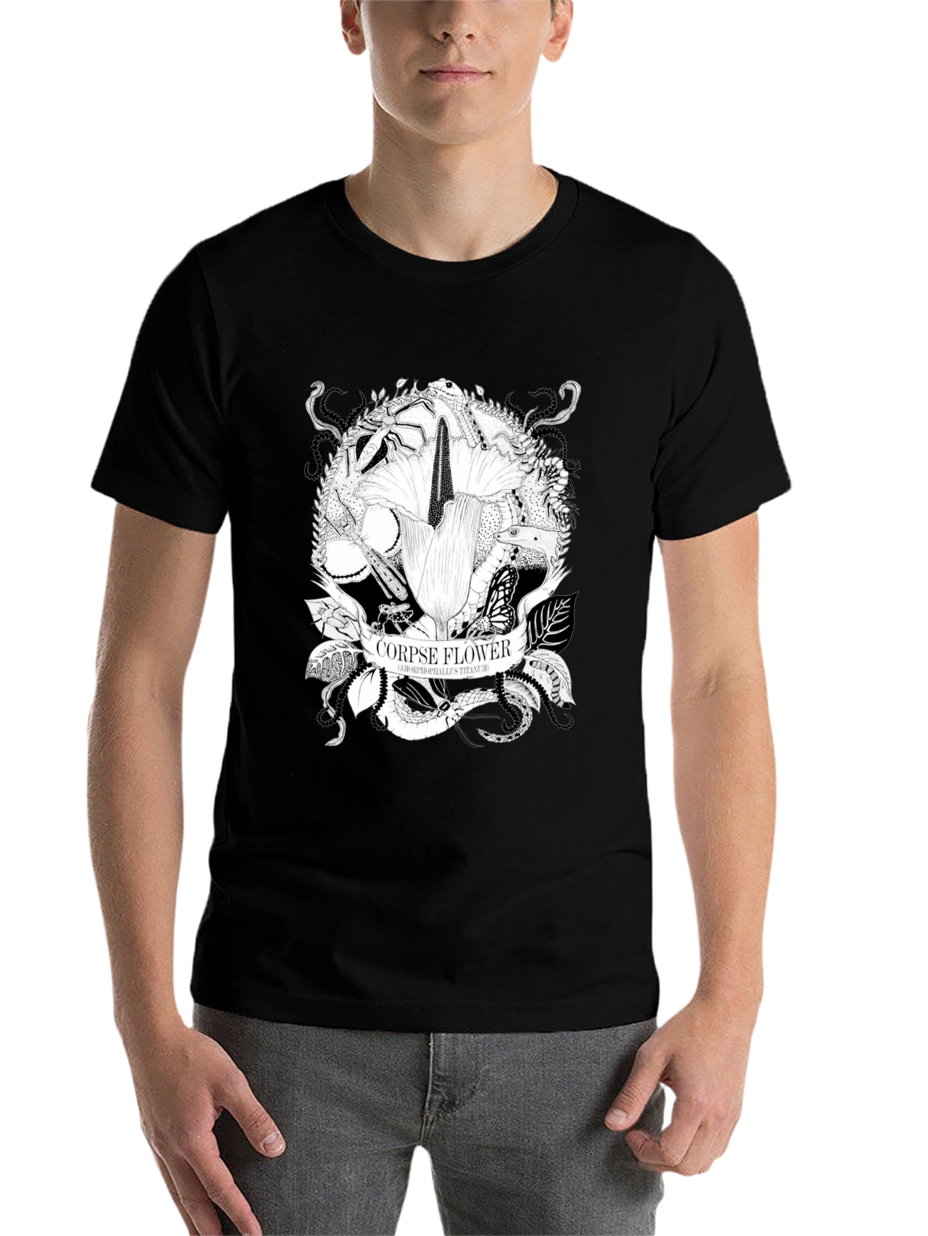 Black Corpse Flower Graphic Tee - Black T-Shirt view 7
