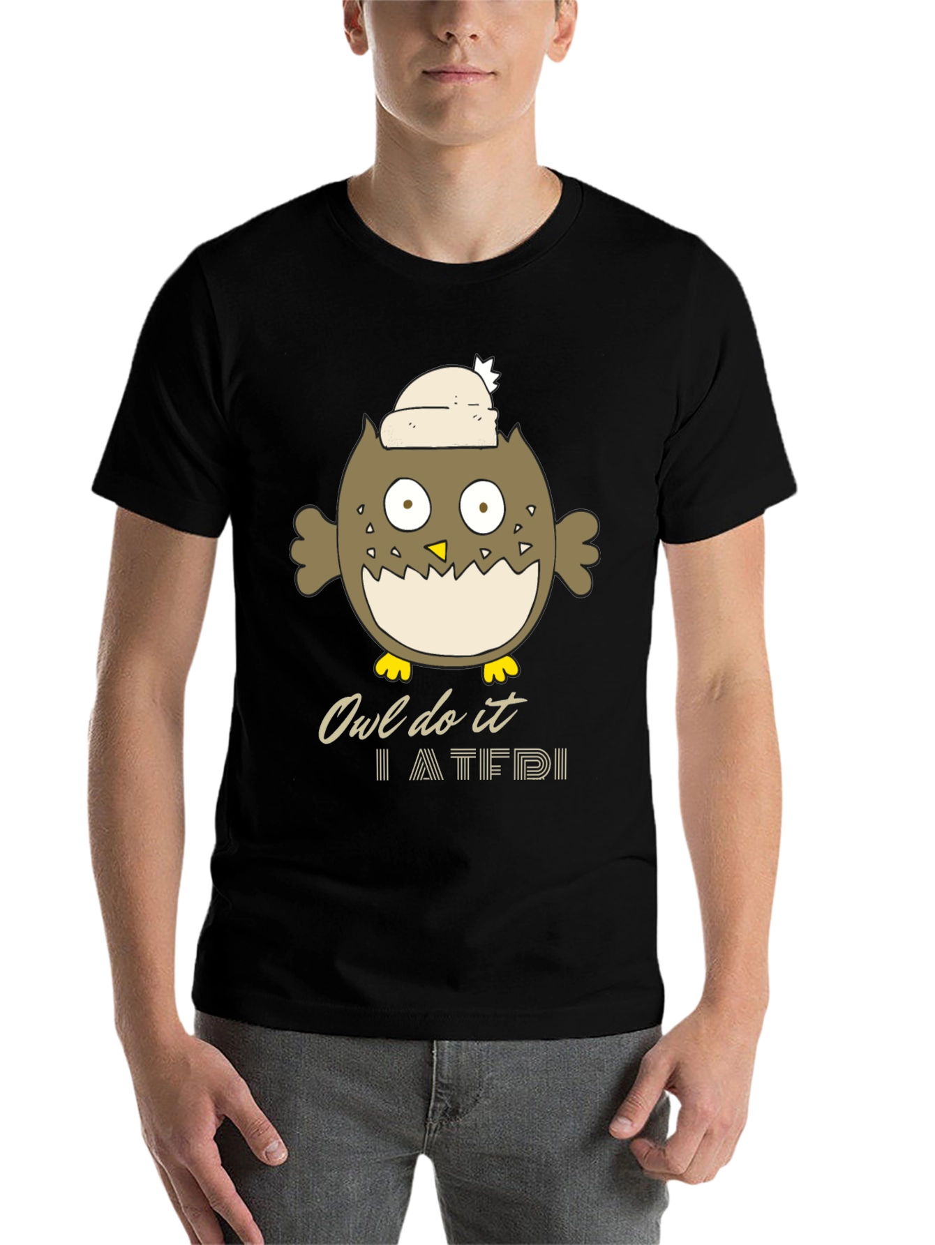 Black Owl Do It T-Shirt - Funny Cartoon Tee view 7