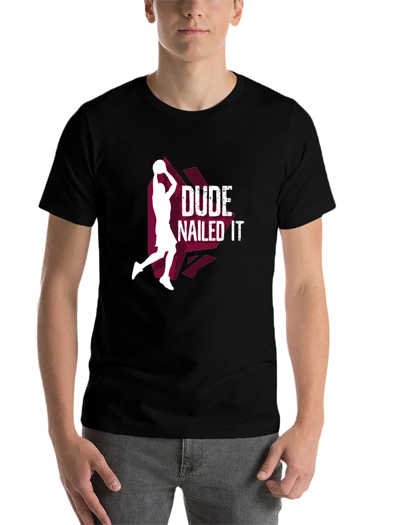 Black Dude Nailed It T-Shirt - Basketball Graphic Tee view 7